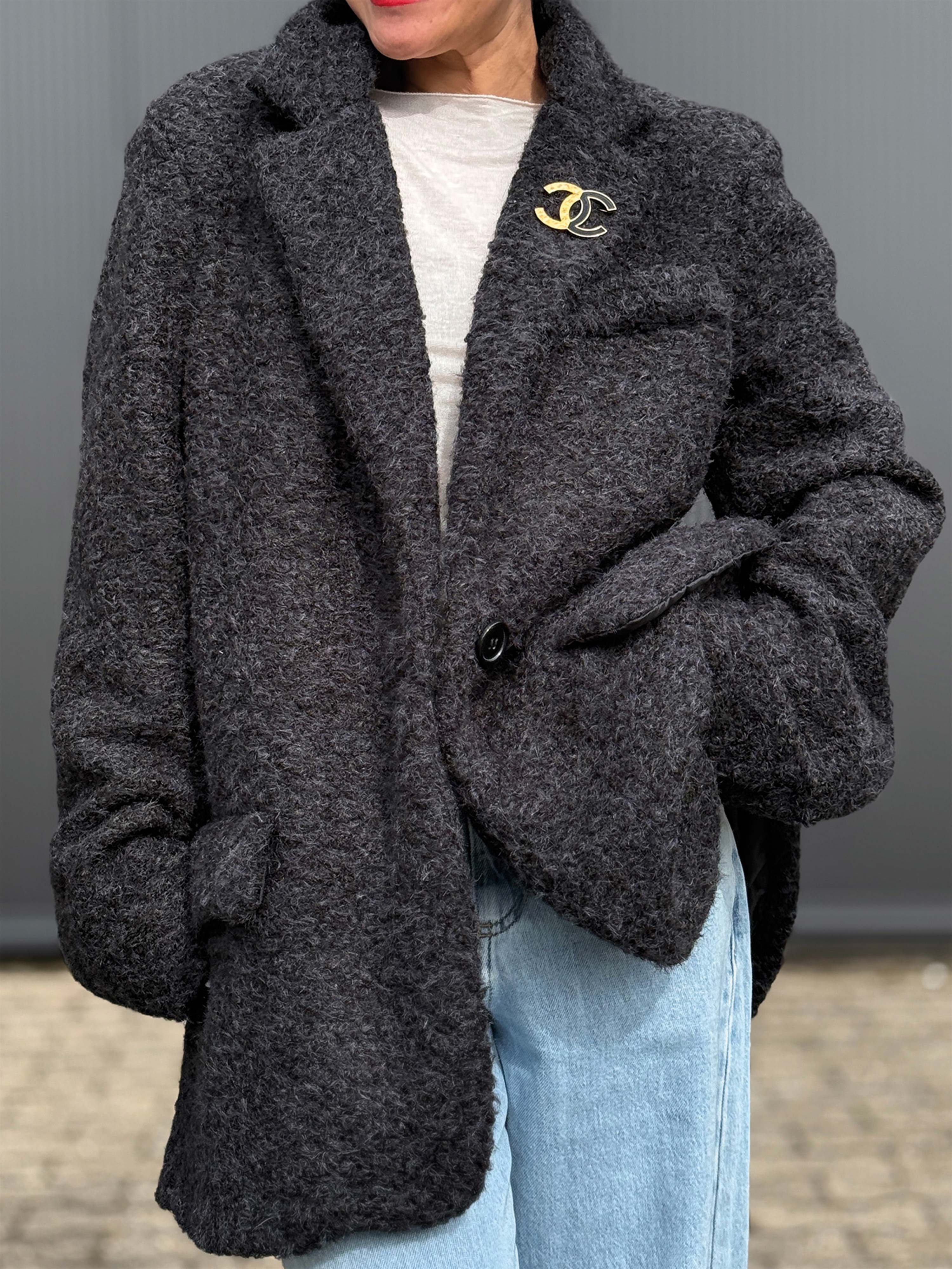 Oversize Bouclé Blazer HENRY - Schwarz