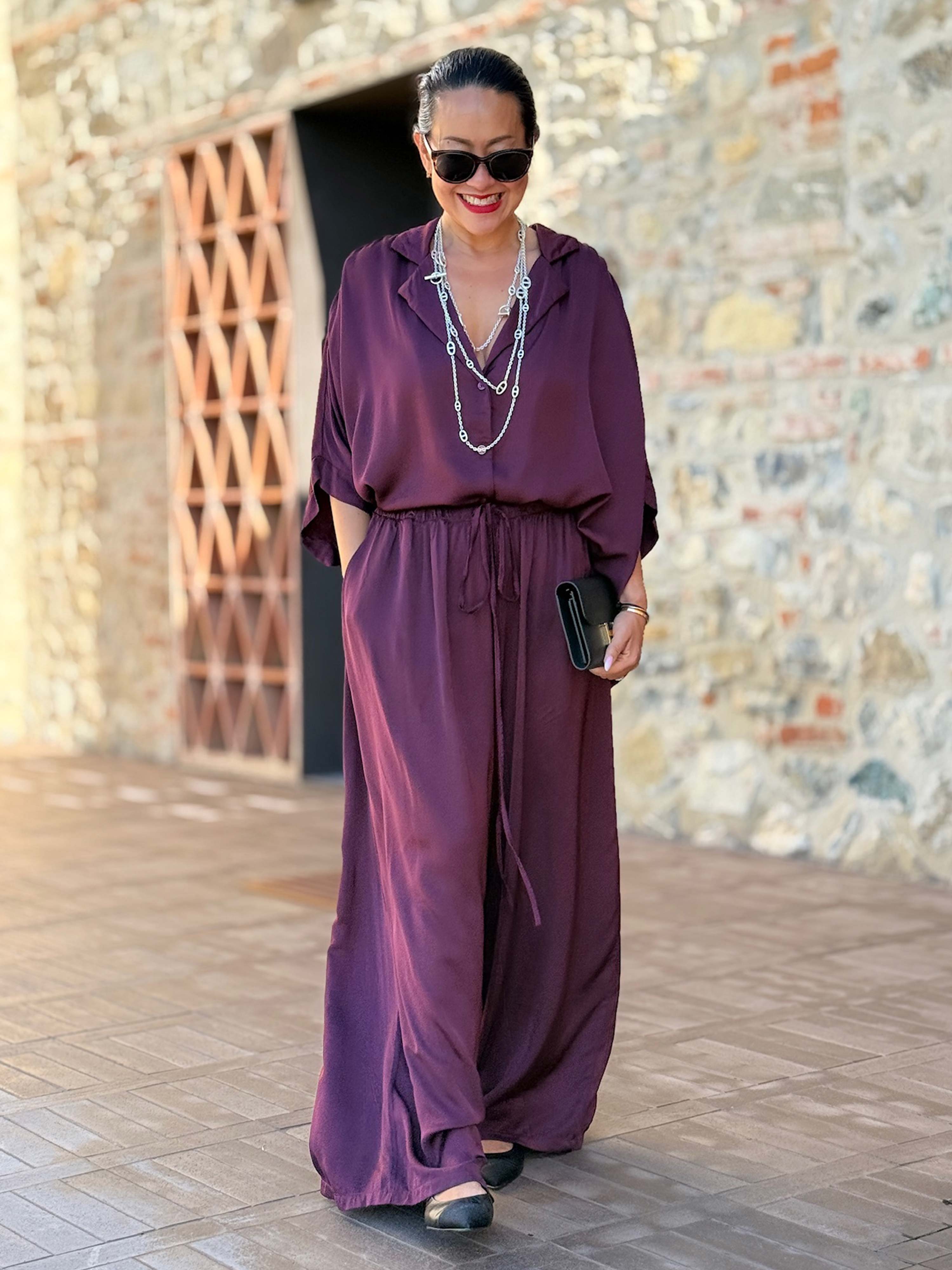 Viskose Oversize Hemdbluse - ELEGANCE - Burgundy