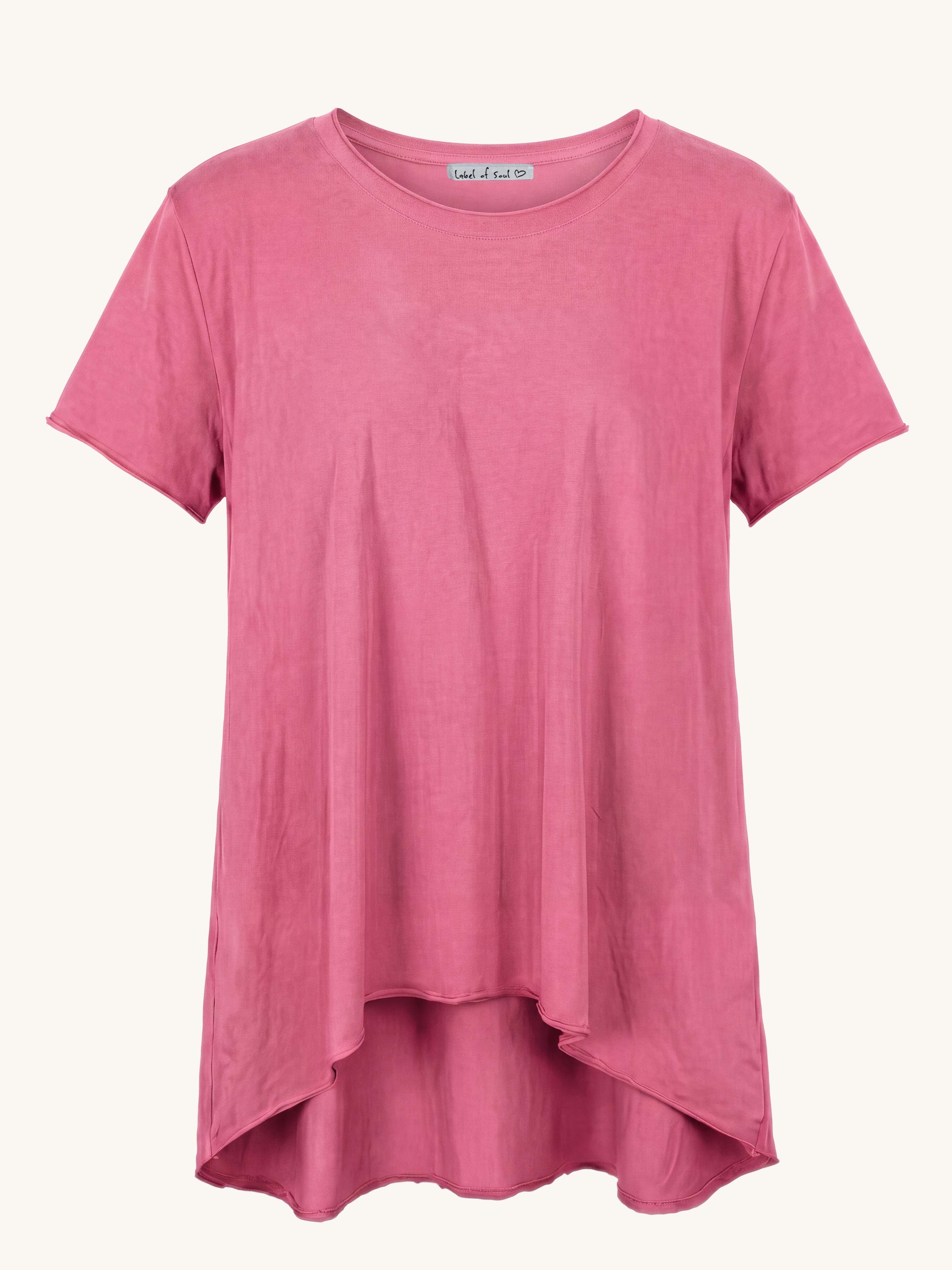 Basic Vokuhila Kurzarmshirt - Beere