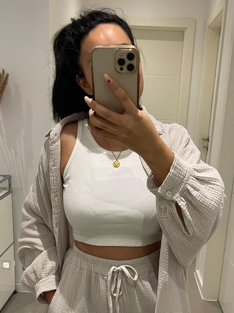 Cropped Racertop - Cremeweiß