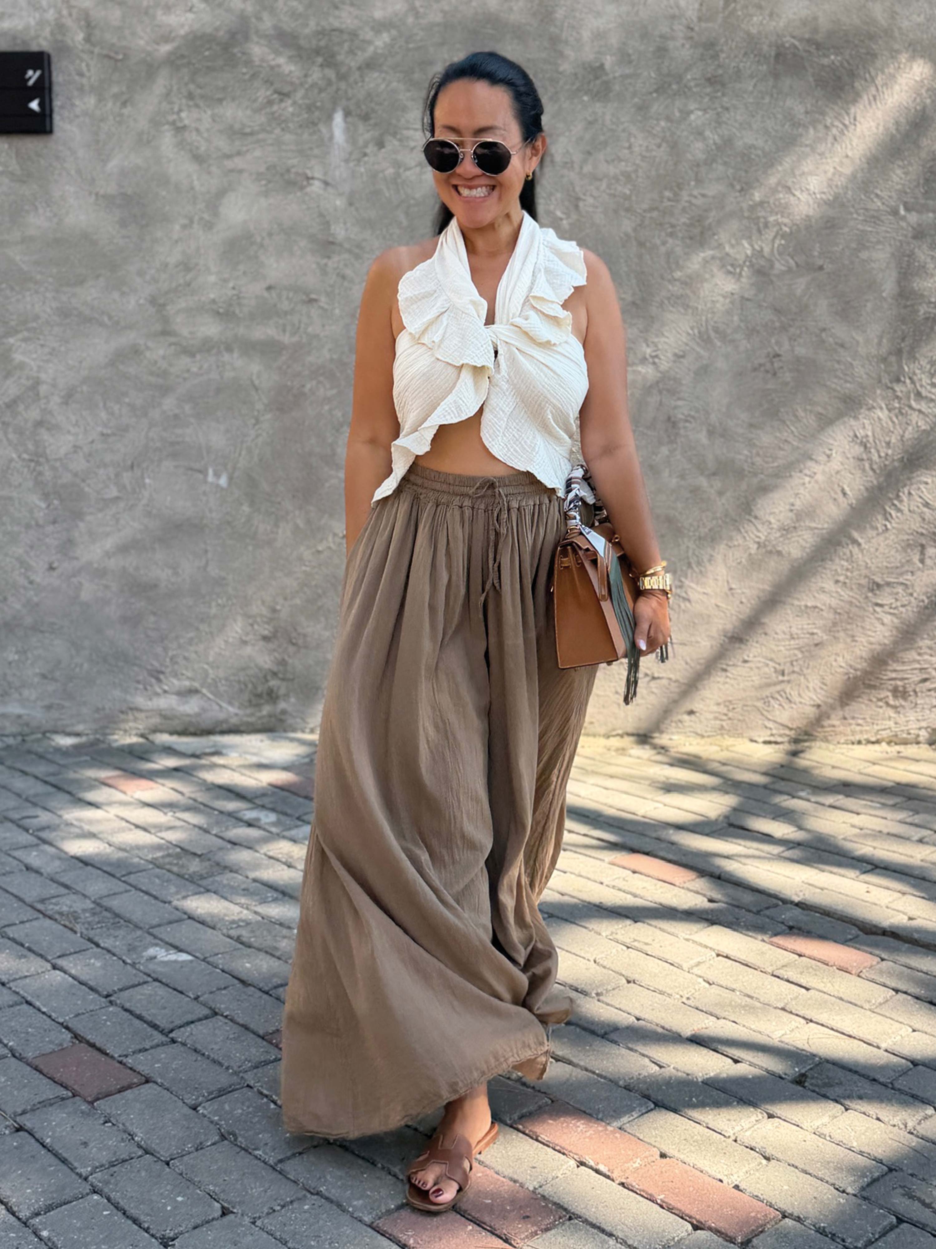 Cotton Oversize Culotte Hose - LONG - Camel
