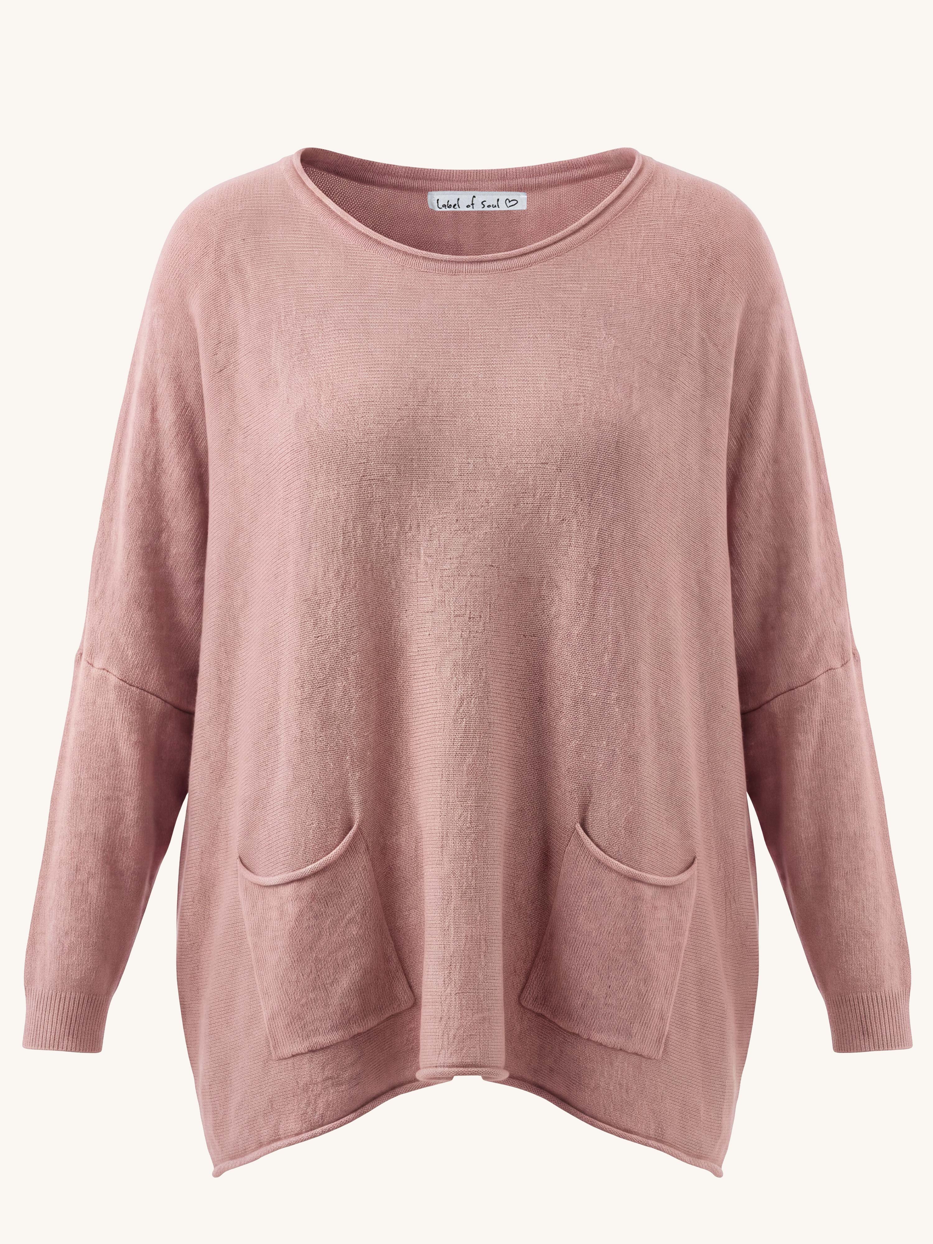 Oversize Viskose Pullover mit Taschen - Blush