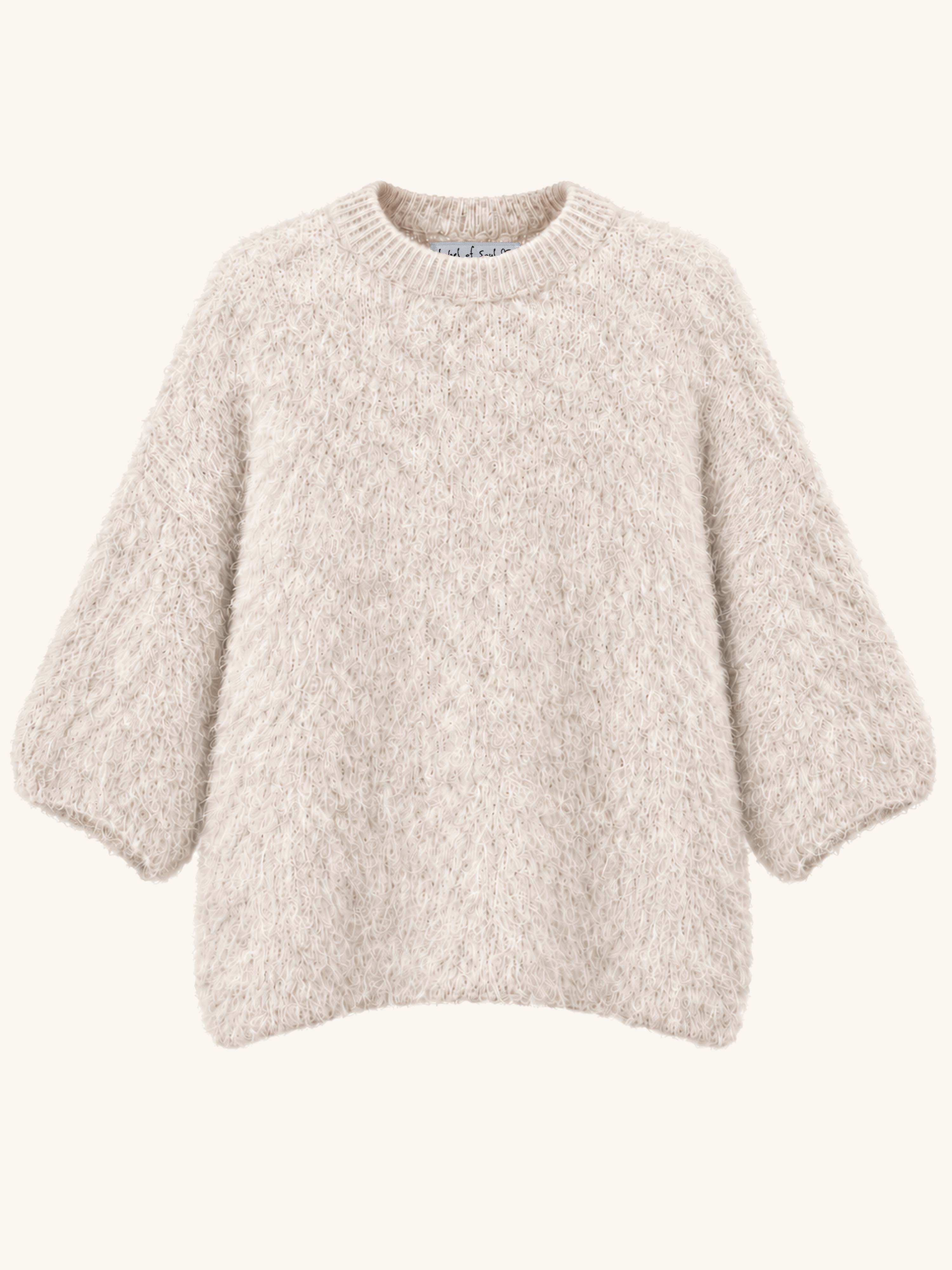 Mid-Sleeve Pullover - FLUFFY - Creme