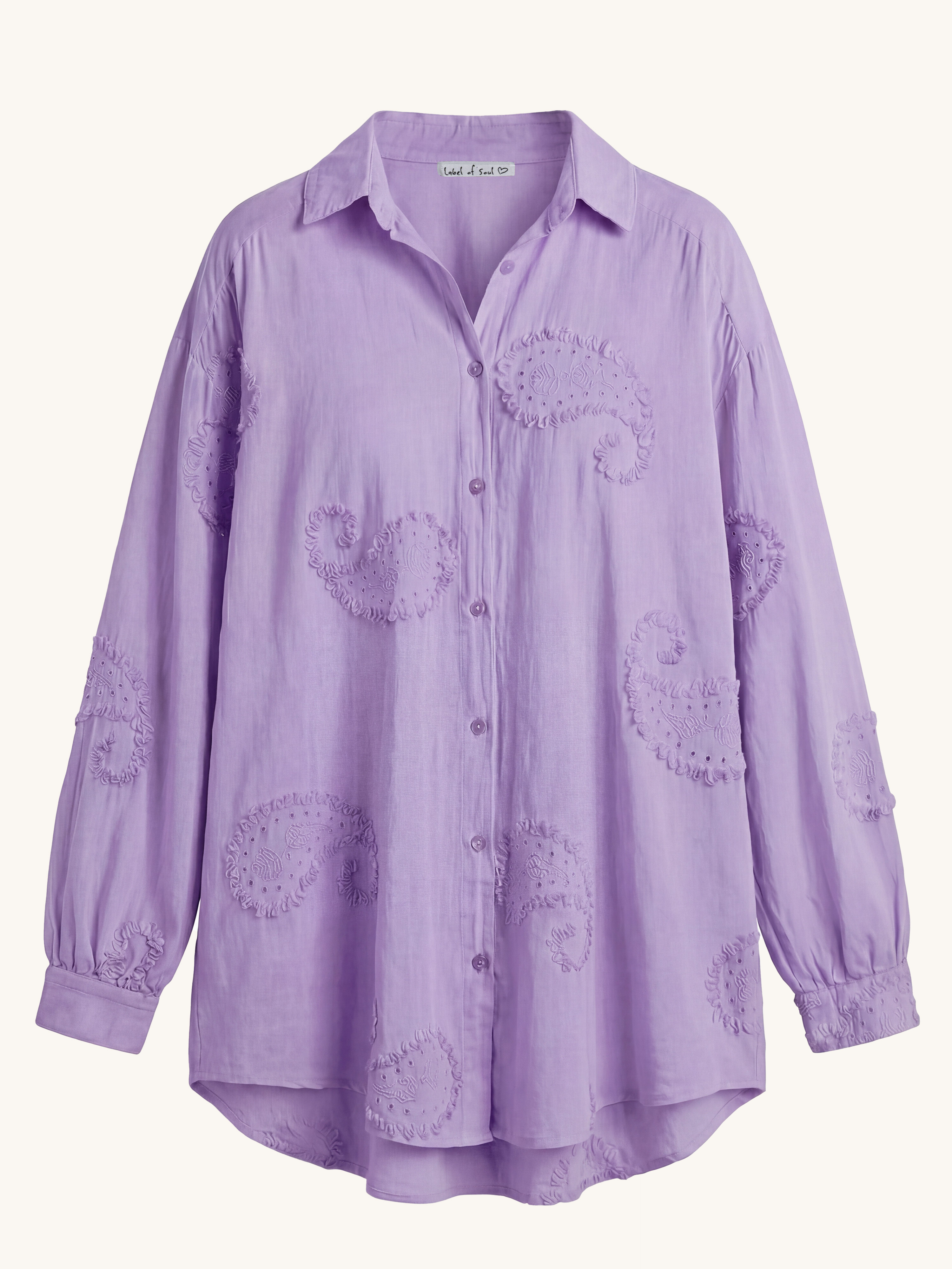 Cotton Oversize Long Bluse - OHANA - Flieder