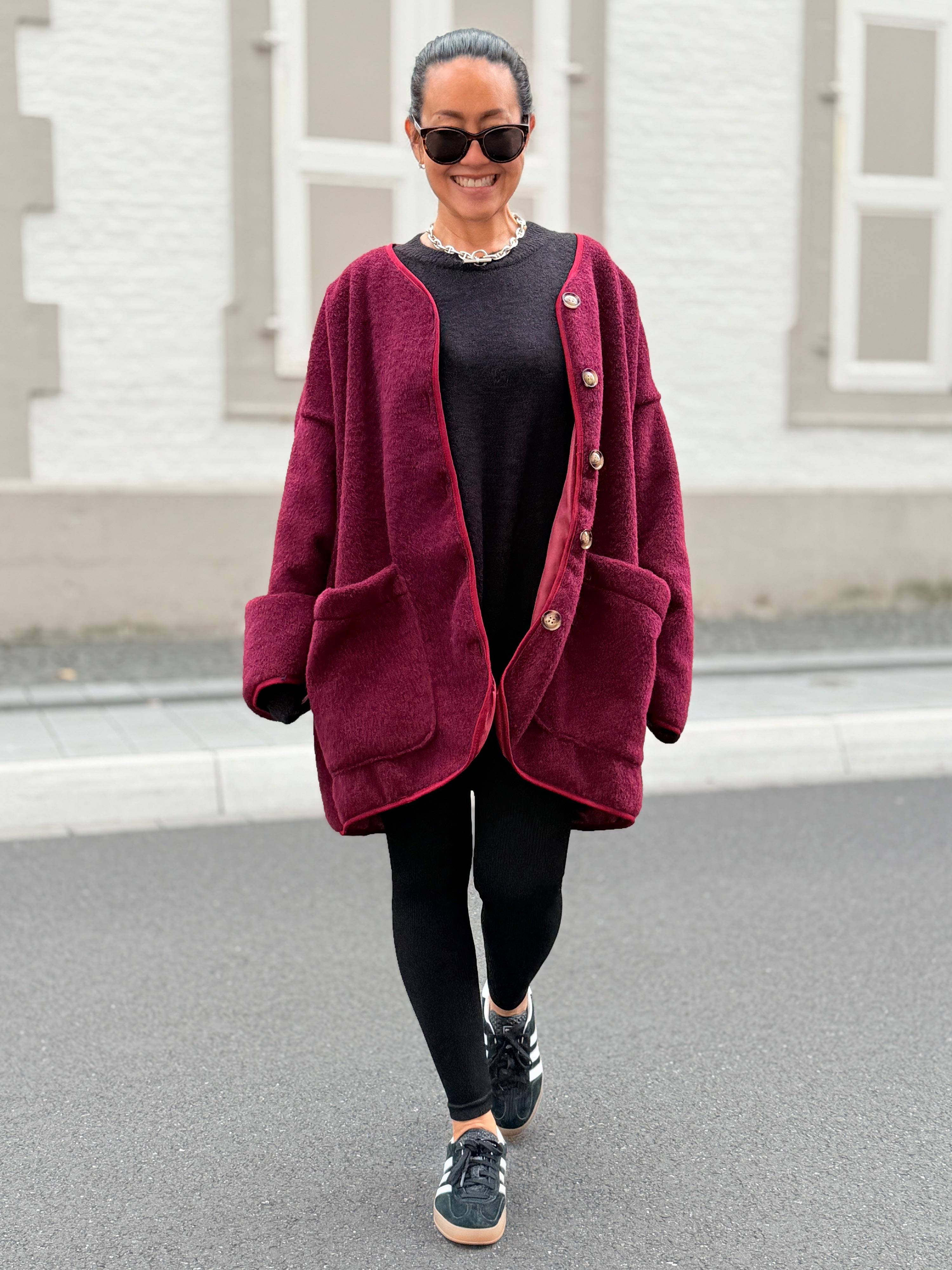 Oversize Jacke Button - SIGNATURE - Burgundy
