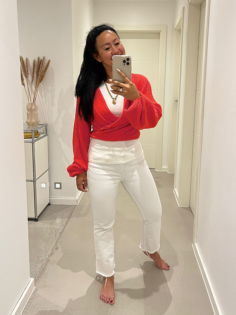 8817-Watermelon-2 Musselin Bolero Bluse - Watermelon
