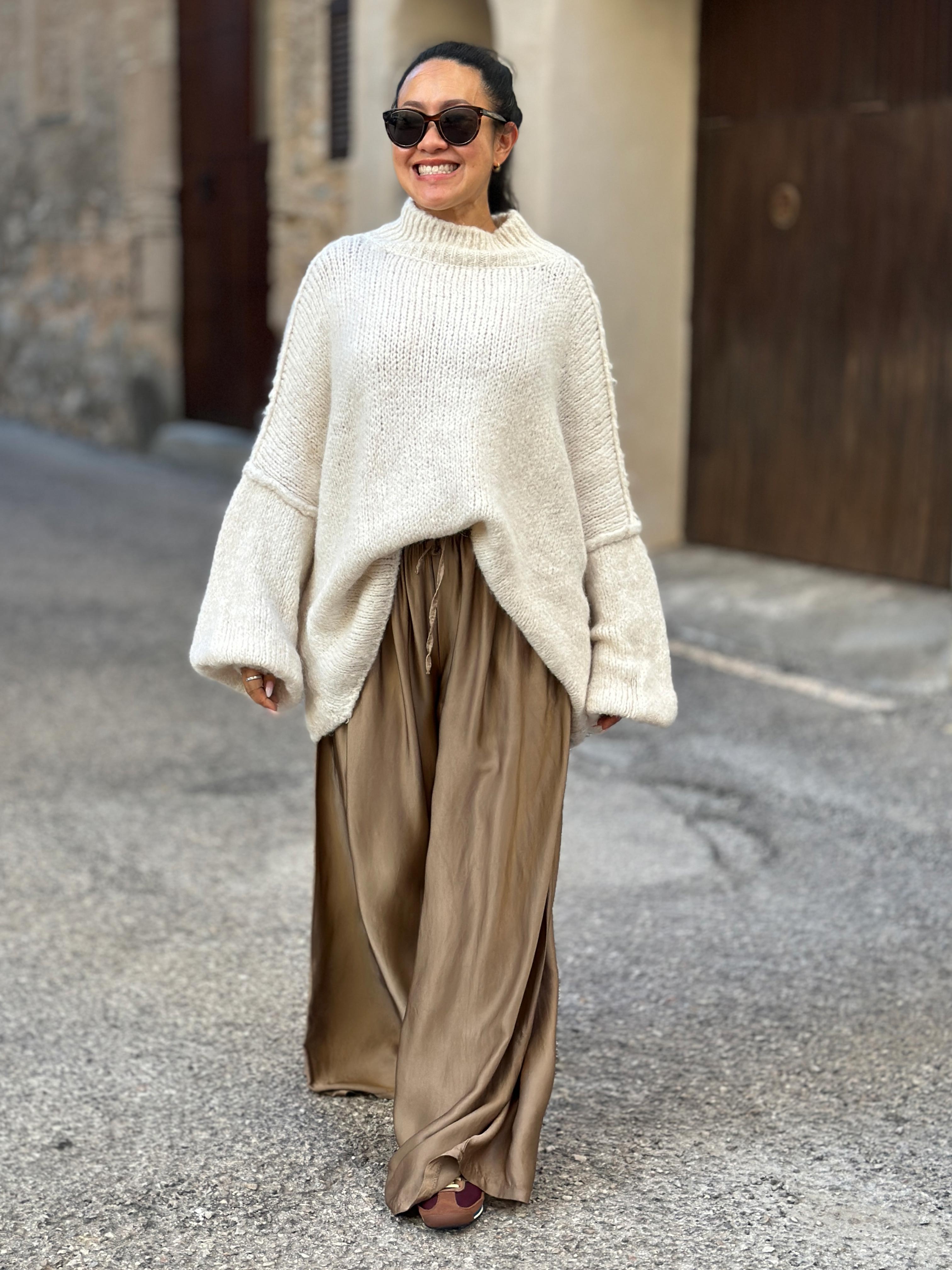 Viskose Palazzo Hose mit Seidenanteil - Camel Viskose Palazzo Hose mit Seidenanteil - Camel