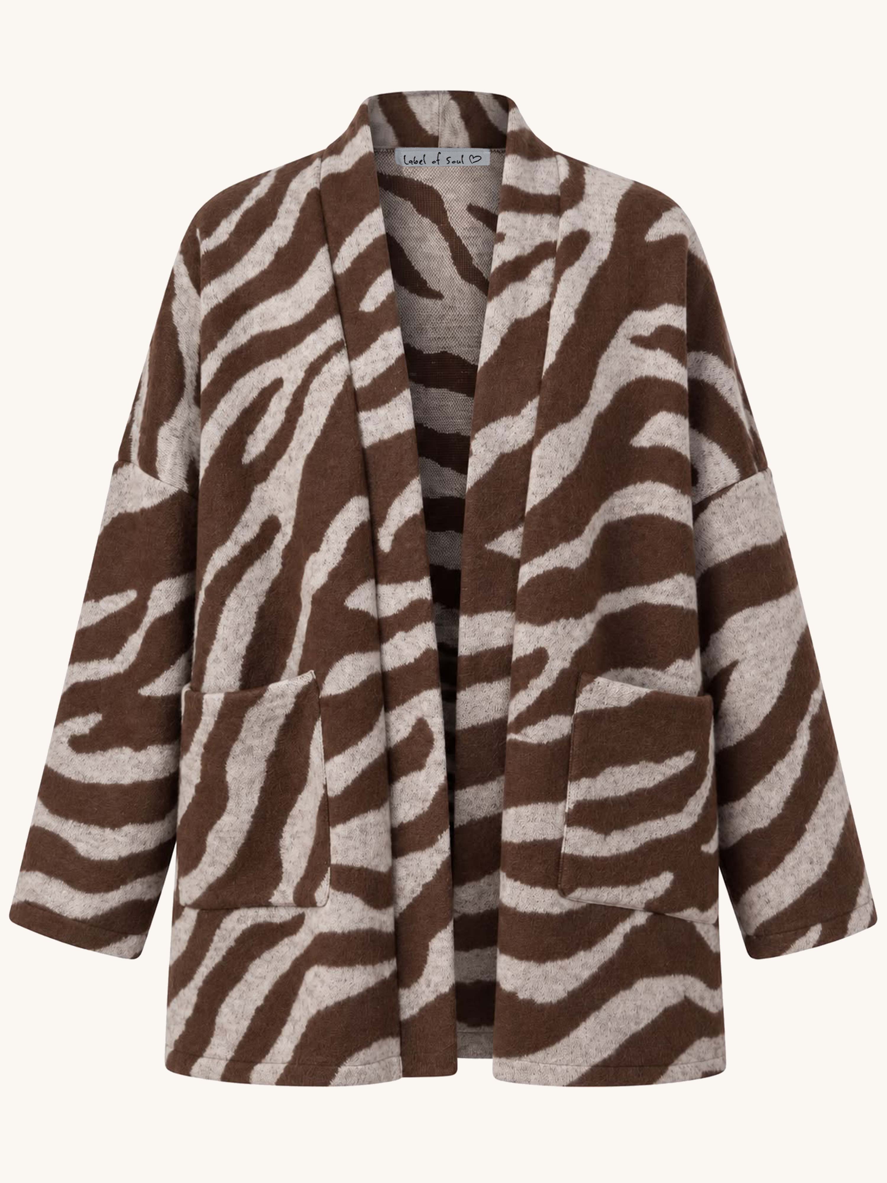 Oversize Blazer Jacke - ZEBRA - Schoko