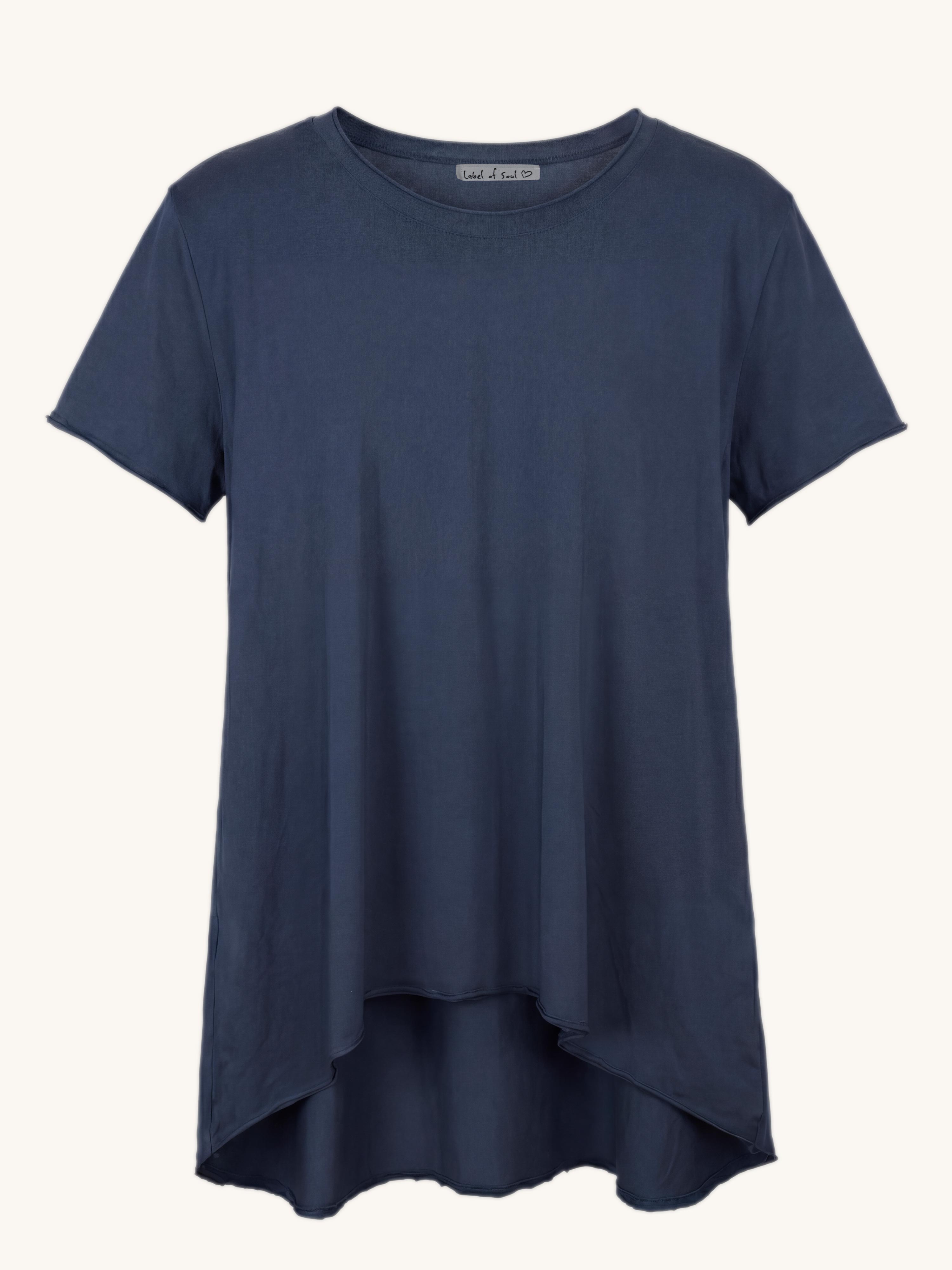 Basic Vokuhila Kurzarmshirt - Navy