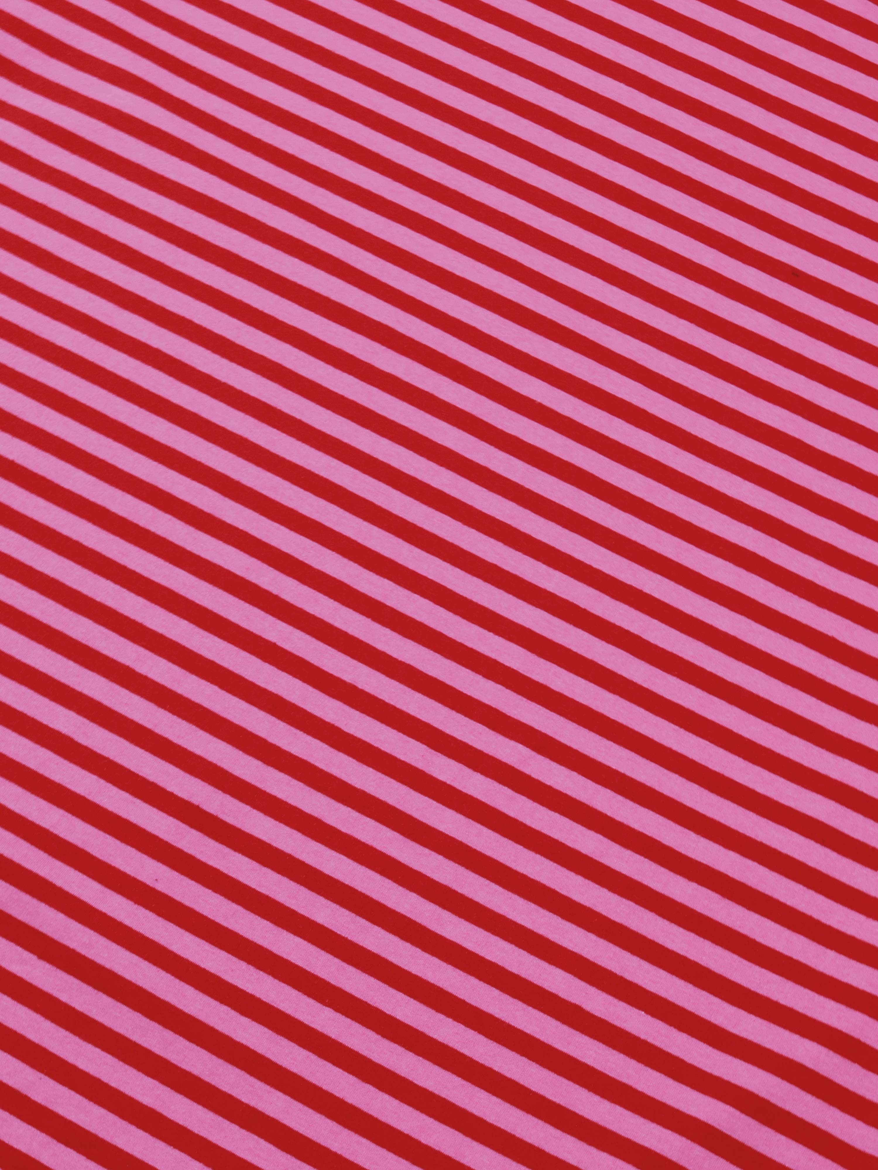 Kurzarm Kleid mit Seitentaschen - CURVY - Stripes Strawberry