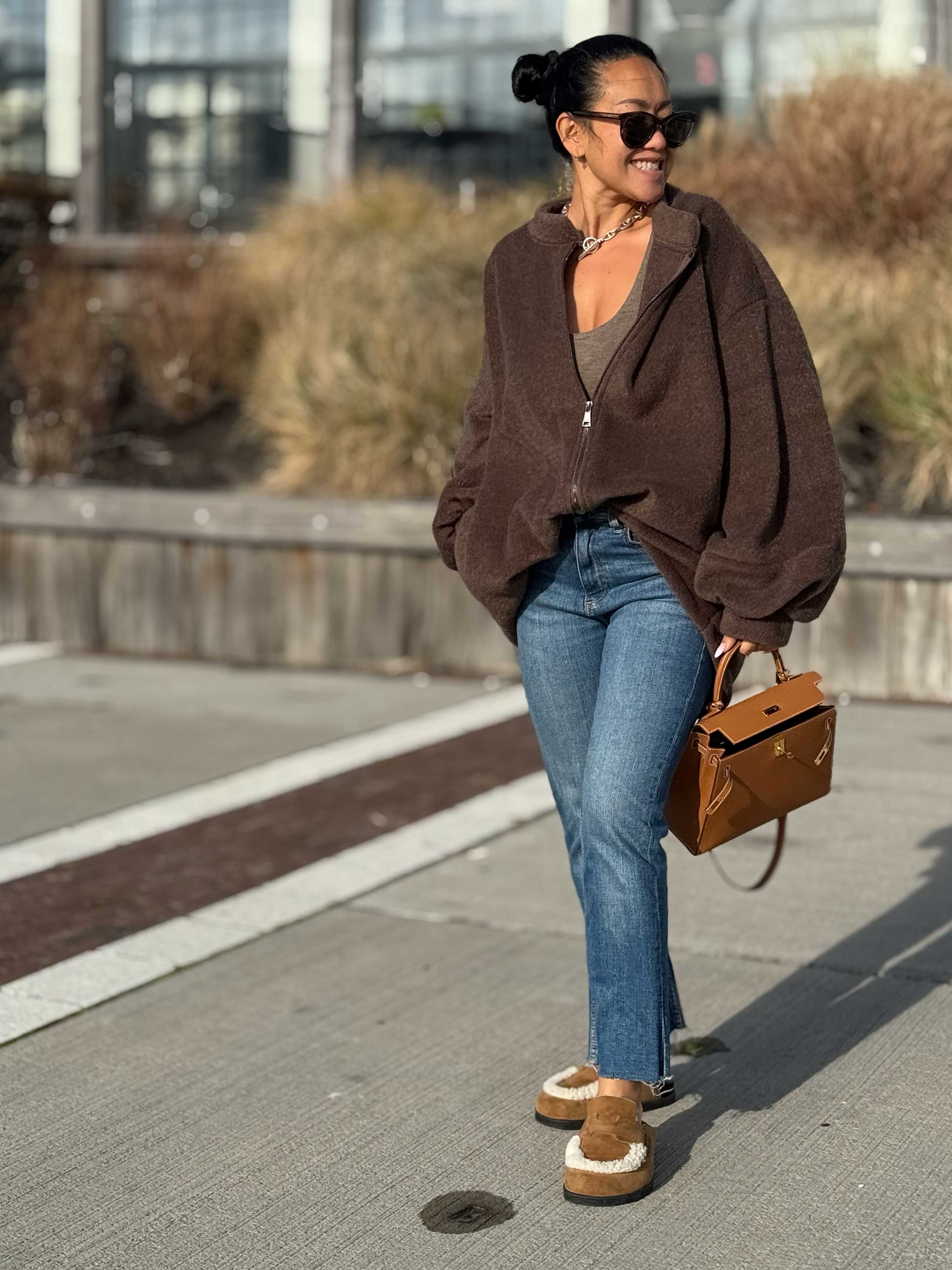 Oversize Jacke mit Taschen - SIGNATURE - Schoko Oversize Jacke mit Taschen - SIGNATURE - Schoko