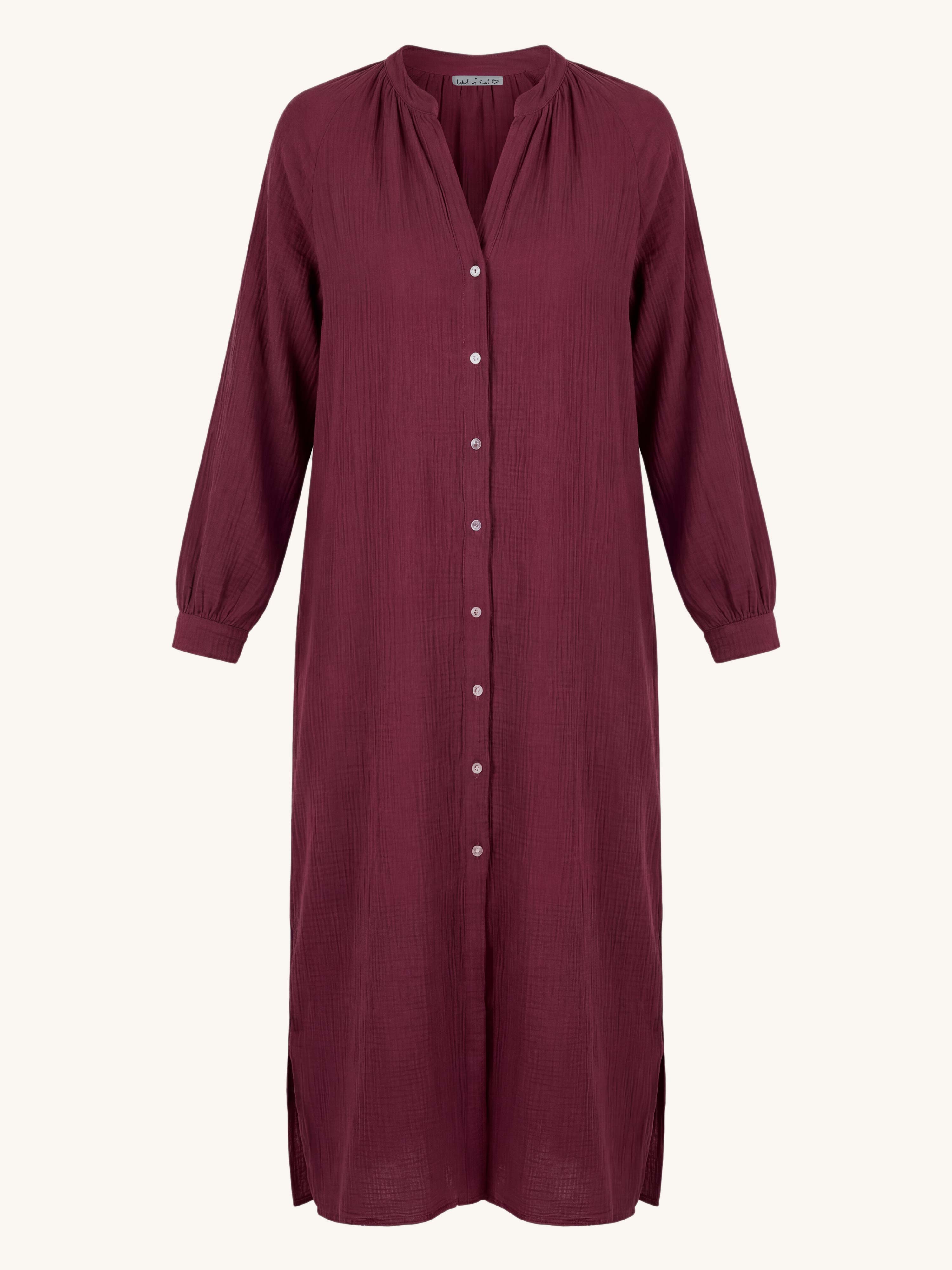 Musselin Oversize Kleid mit Gürtel - ONESIZE - Burgundy