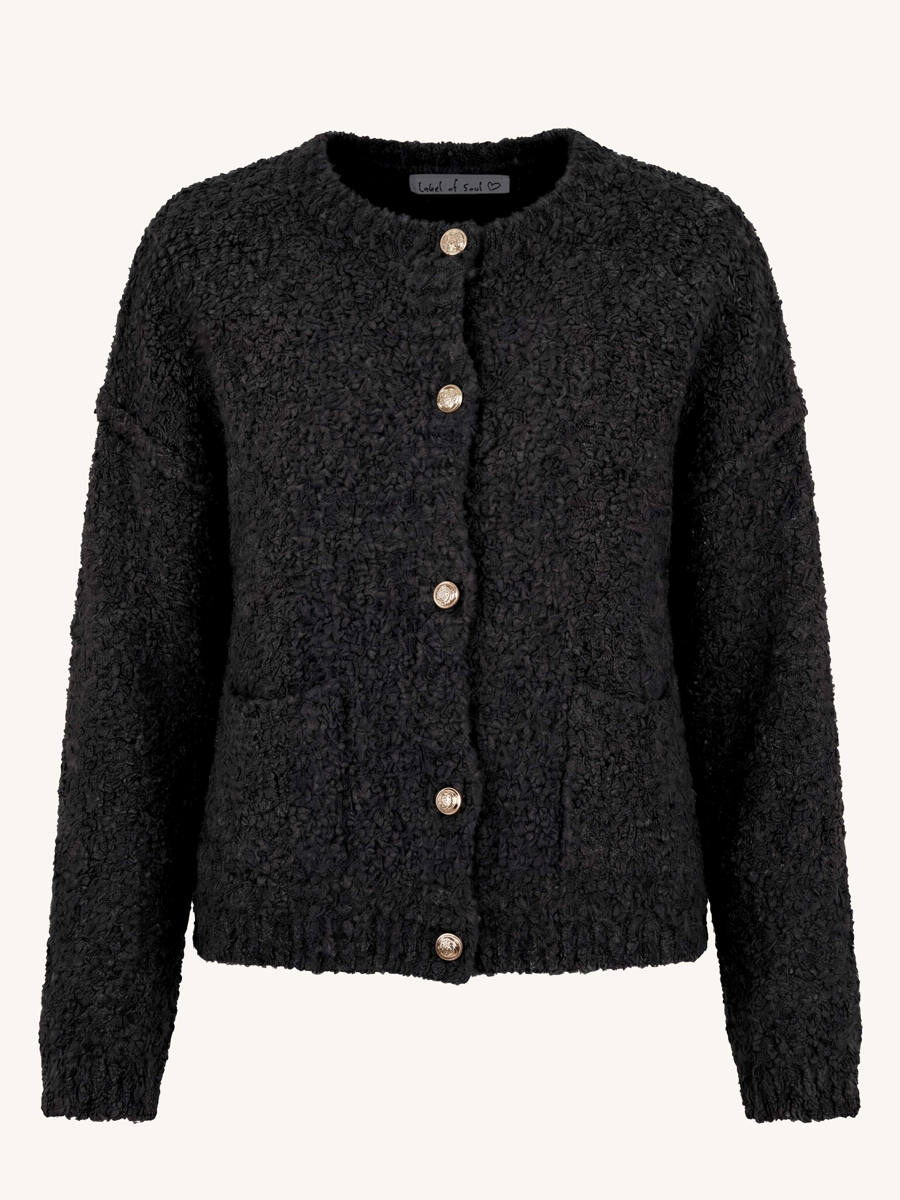 PREMIUM Bouclé Cardigan - Schwarz