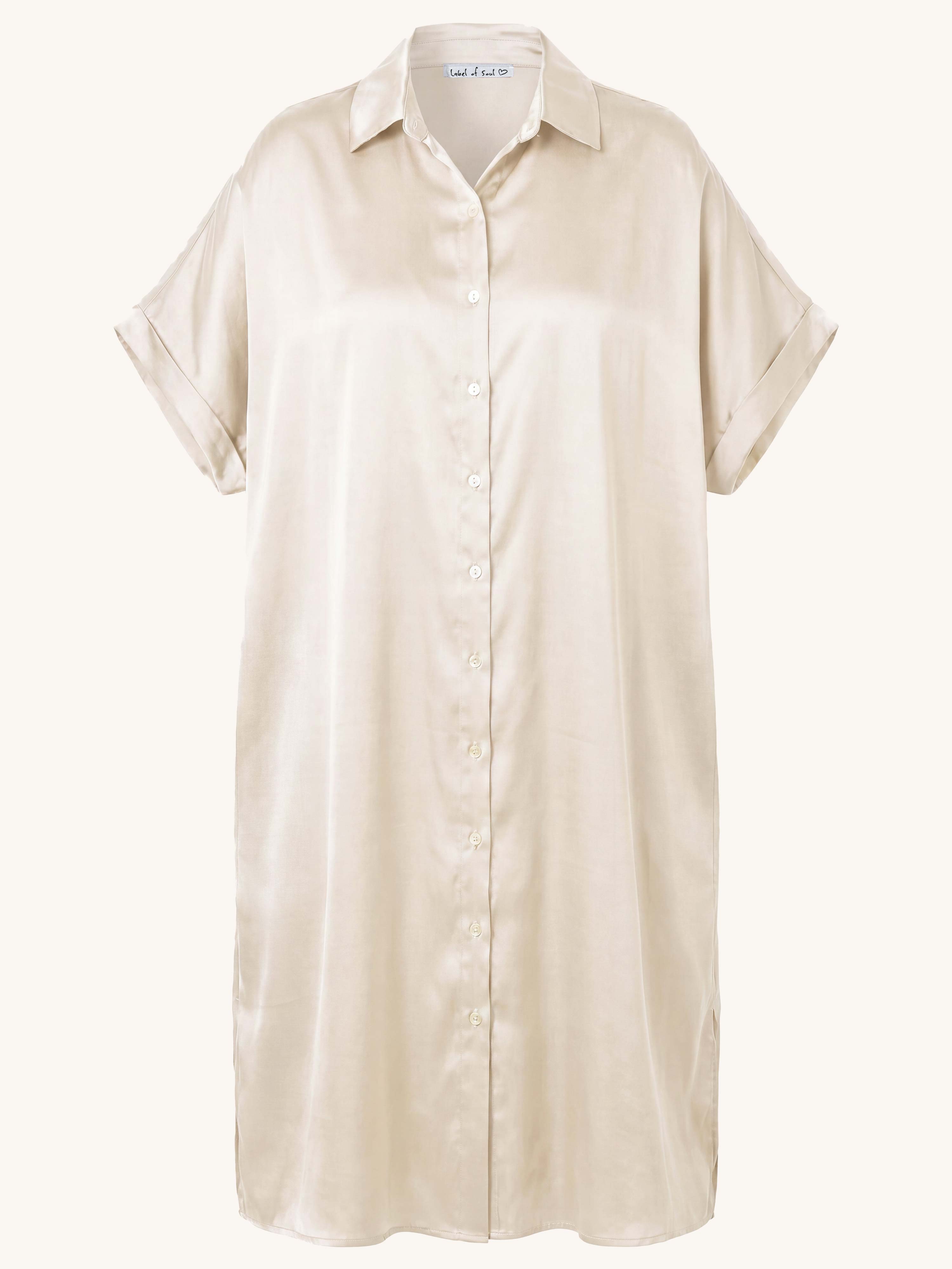 Viskose Oversize Kurzarm Blusenkleid - CAPRI - Creme