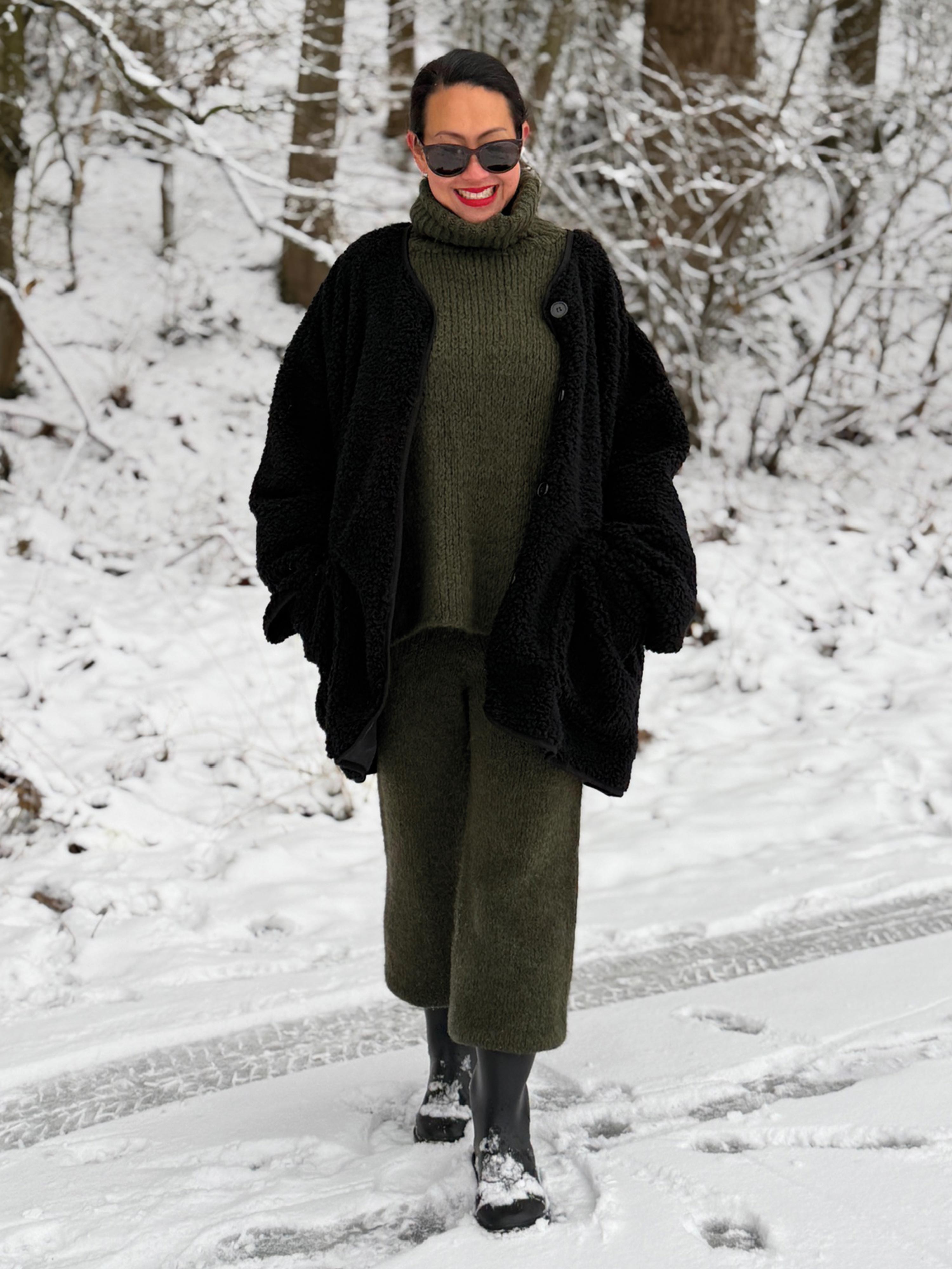 Teddylook Oversize Jacke - ICON - Schwarz