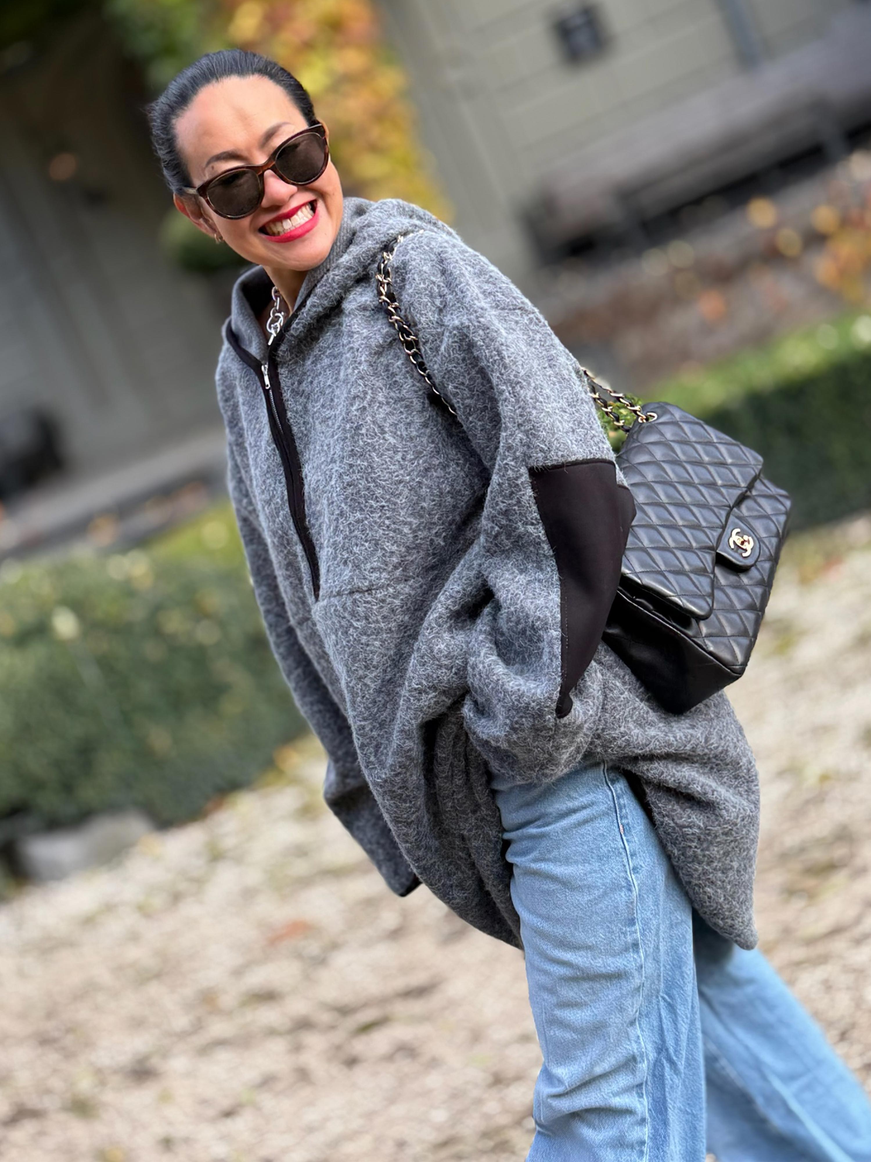 Unisex Oversize Hoodie Halfzip - HENRY - Grau