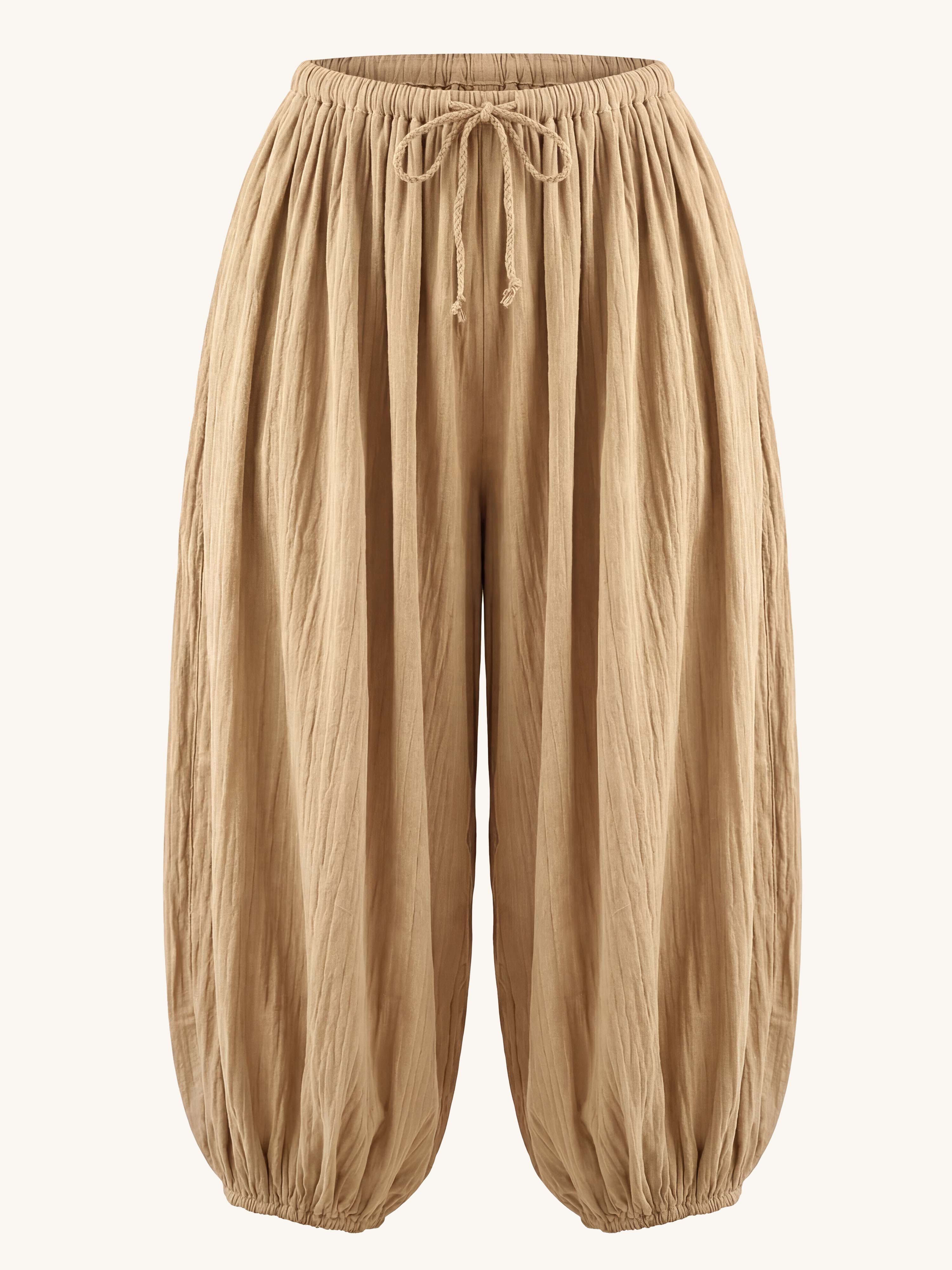 Leichte Palazzo Oversize Hose - BoHo - Camel