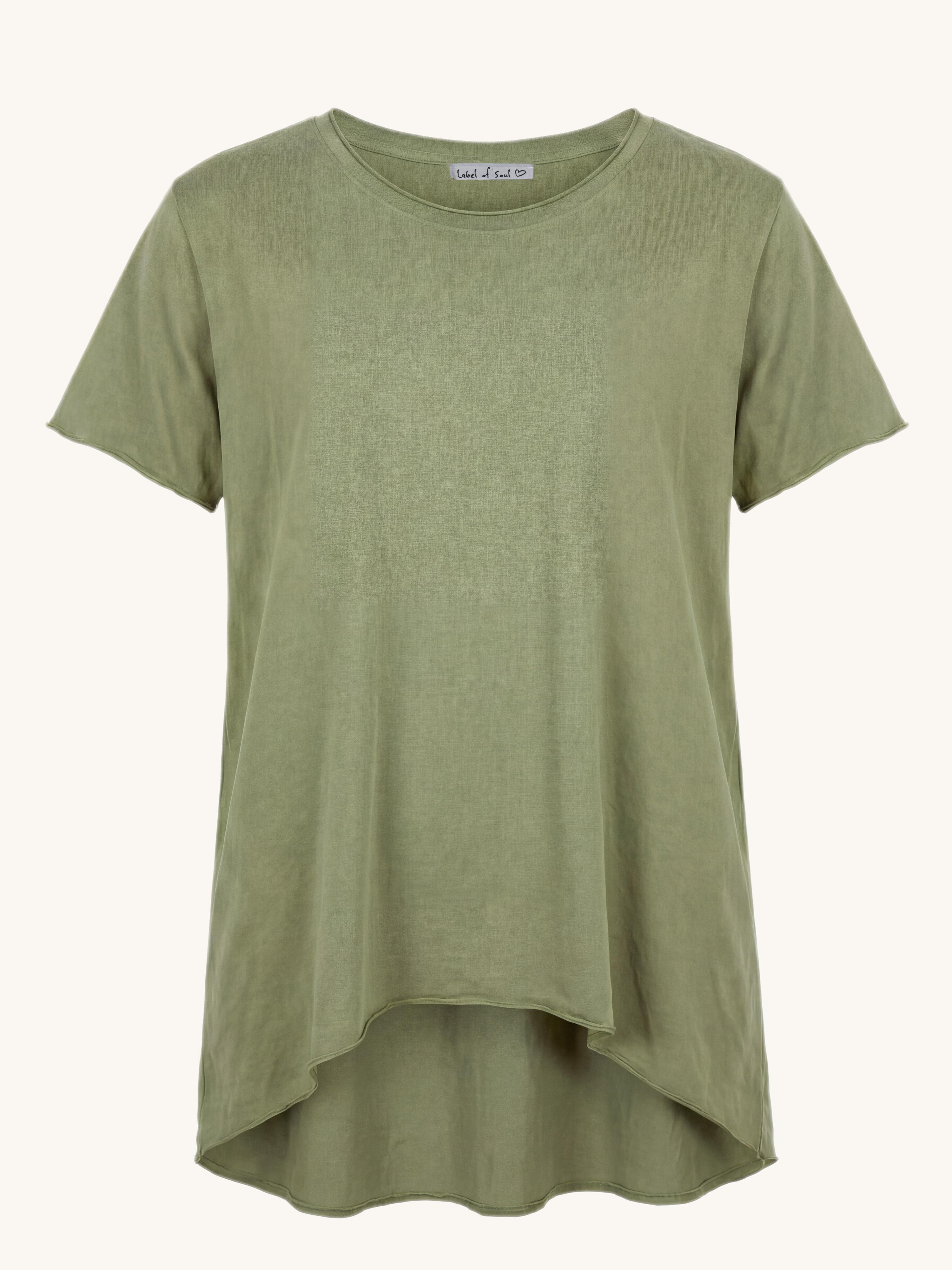 Basic Vokuhila Kurzarmshirt - Matcha