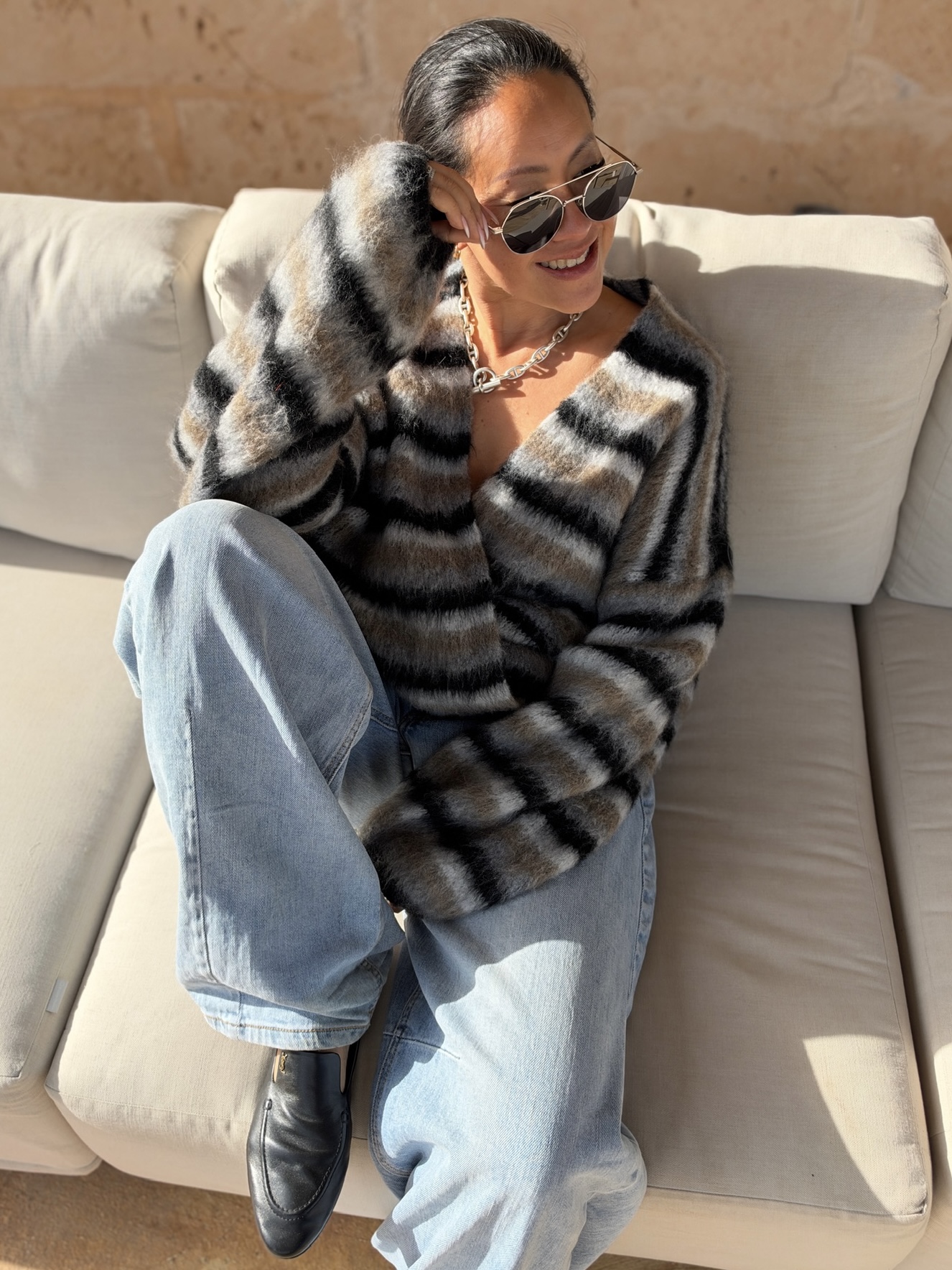Oversize Cardigan - FLUFFY - Schwarz