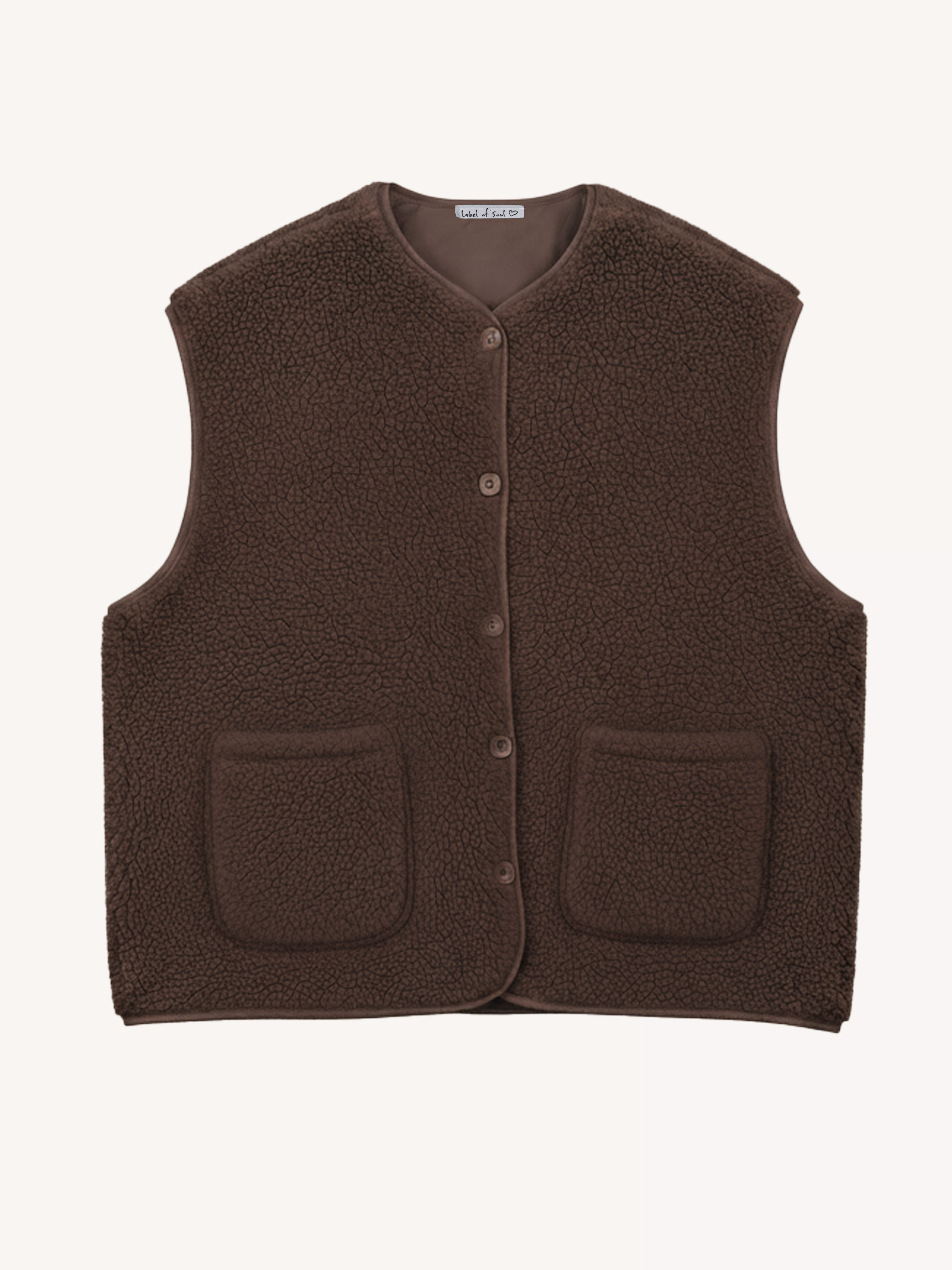 Oversize Teddylook Weste - ALMA - Schoko