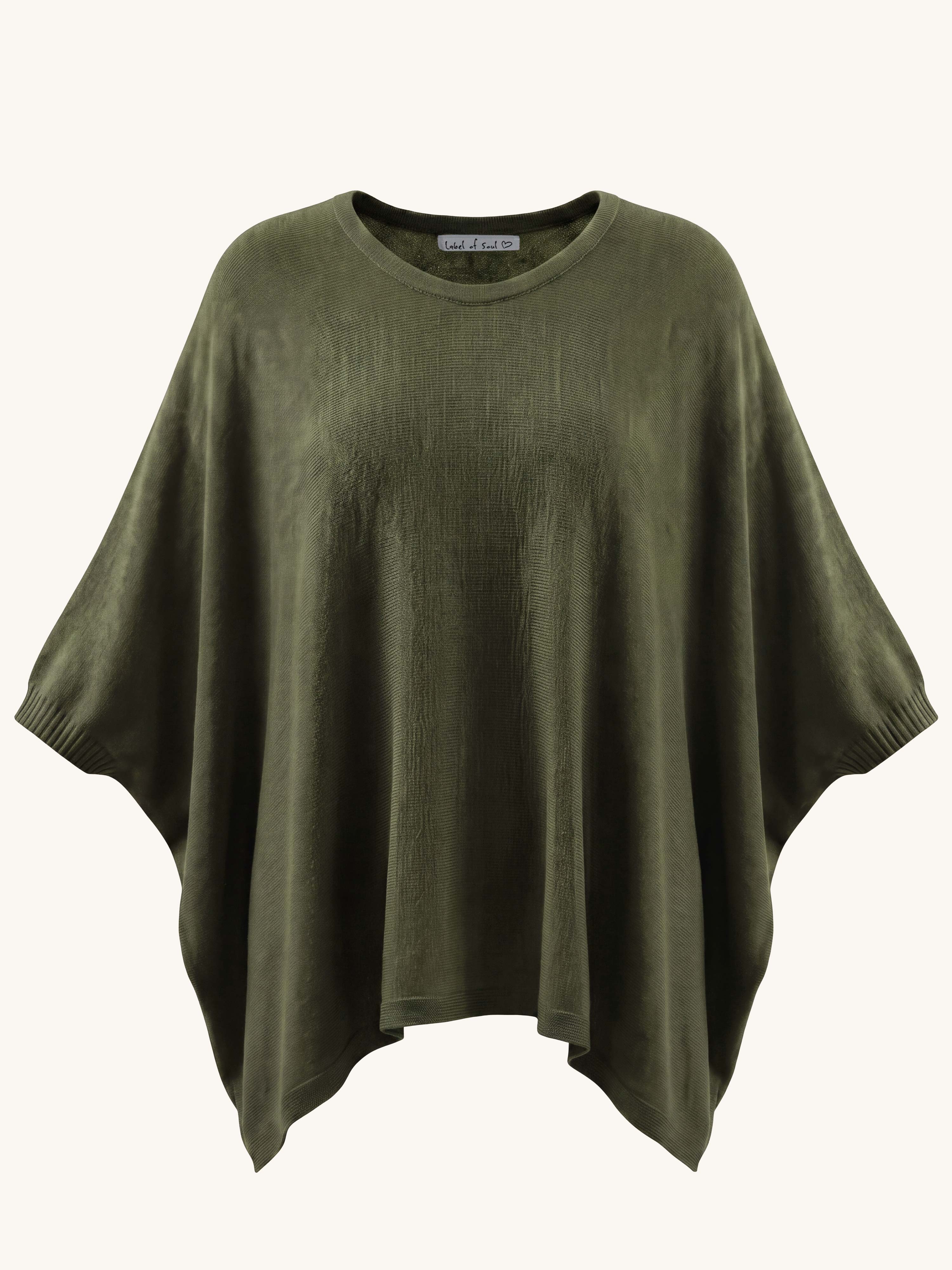 Oversize Viskose Kurzarm Poncho CURVY - Olive