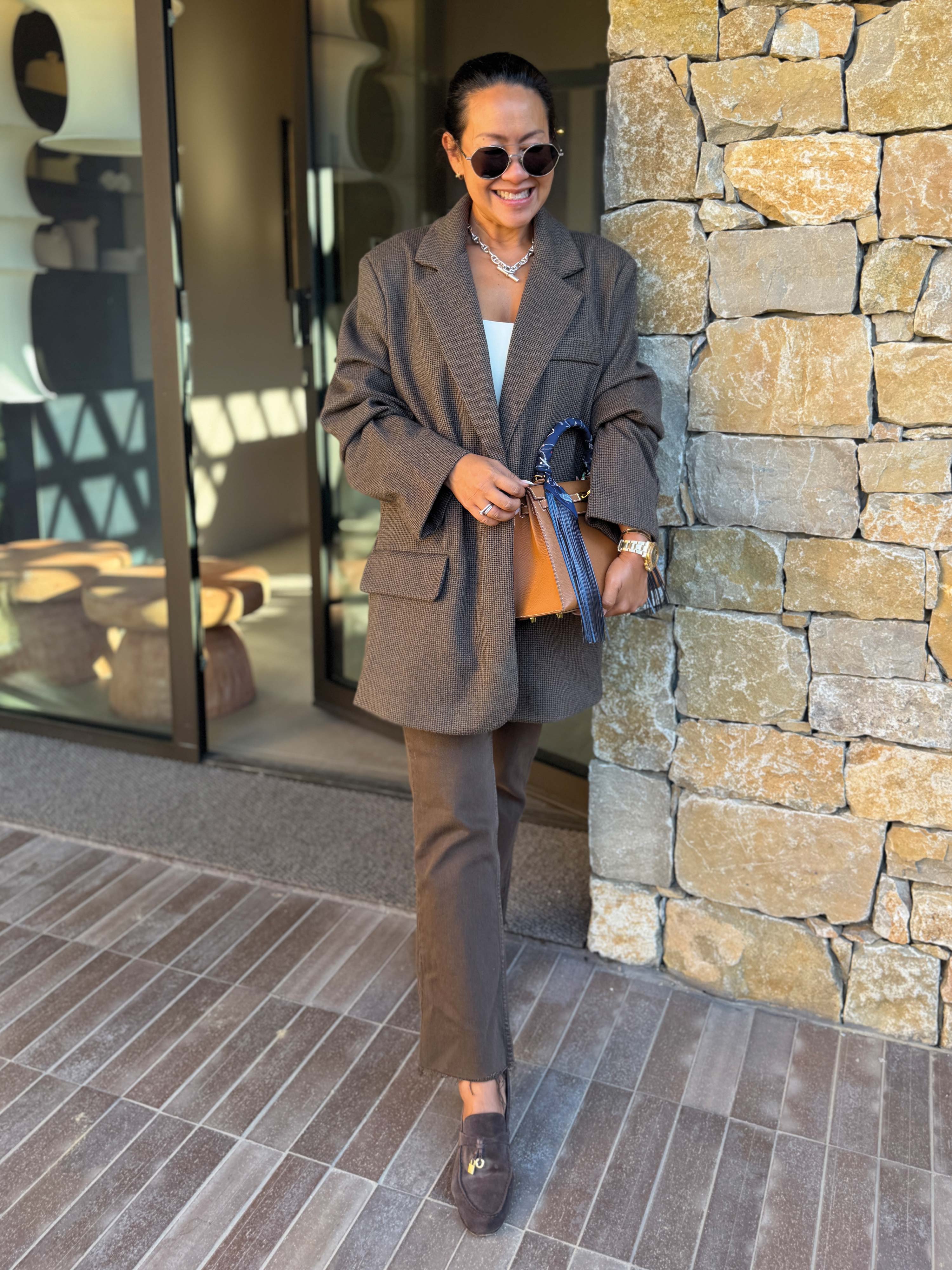 Oversize Blazer Jacke - KARO - Moro