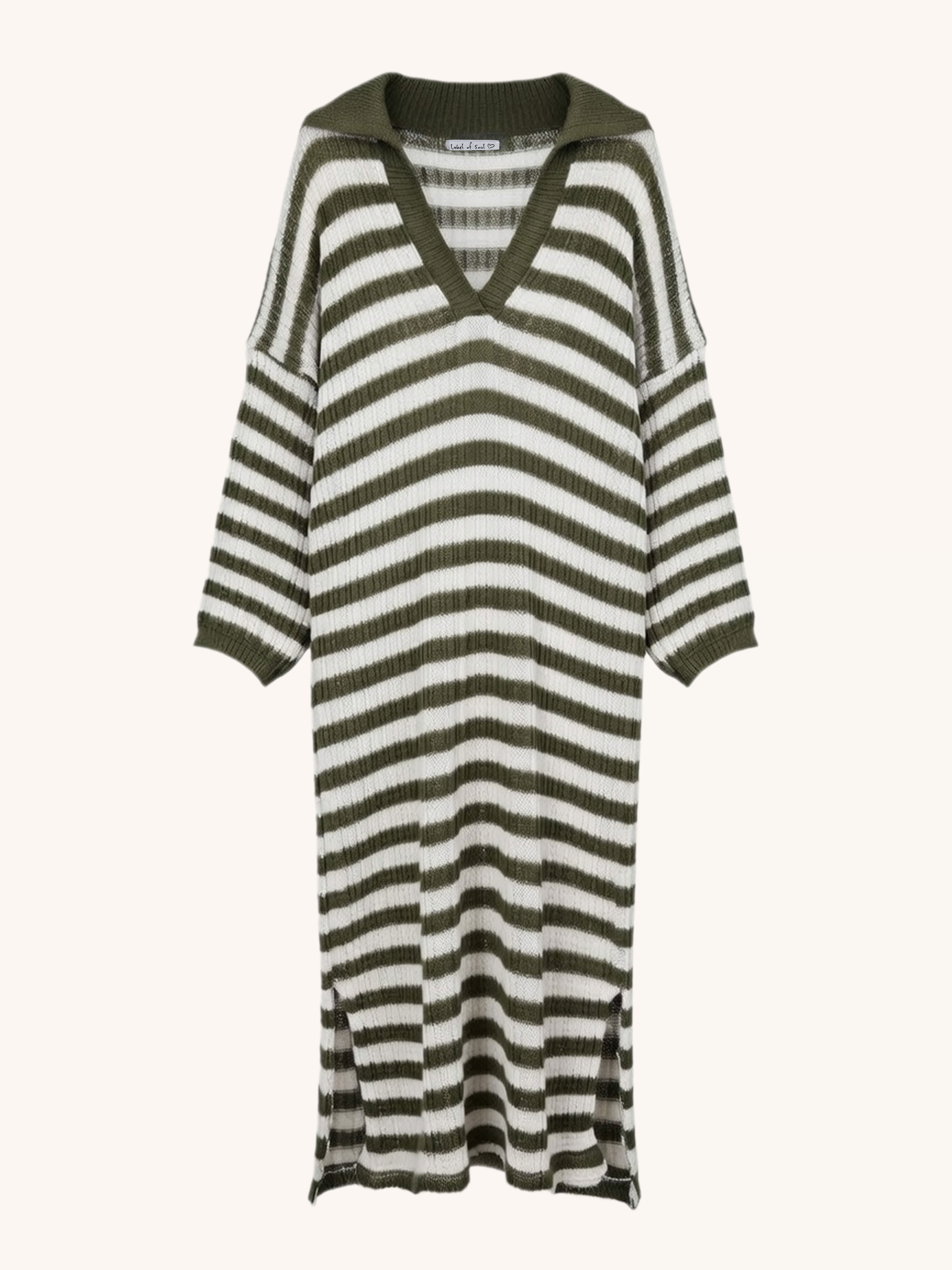 Langarm Strickkleid Santanyi - ONESIZE - STRIPES - Olive