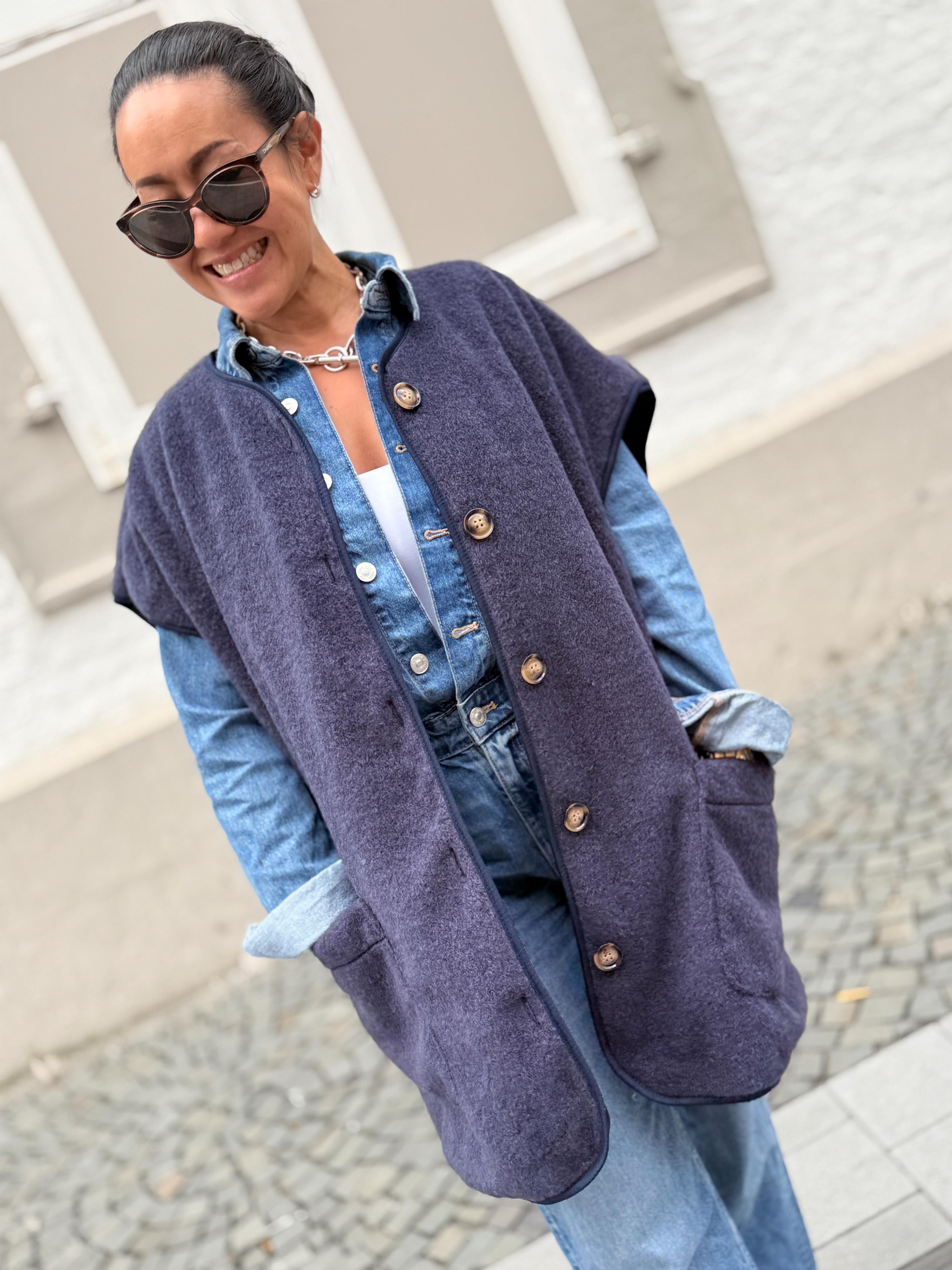 Oversize Weste mit Taschen - SIGNATURE - Navy