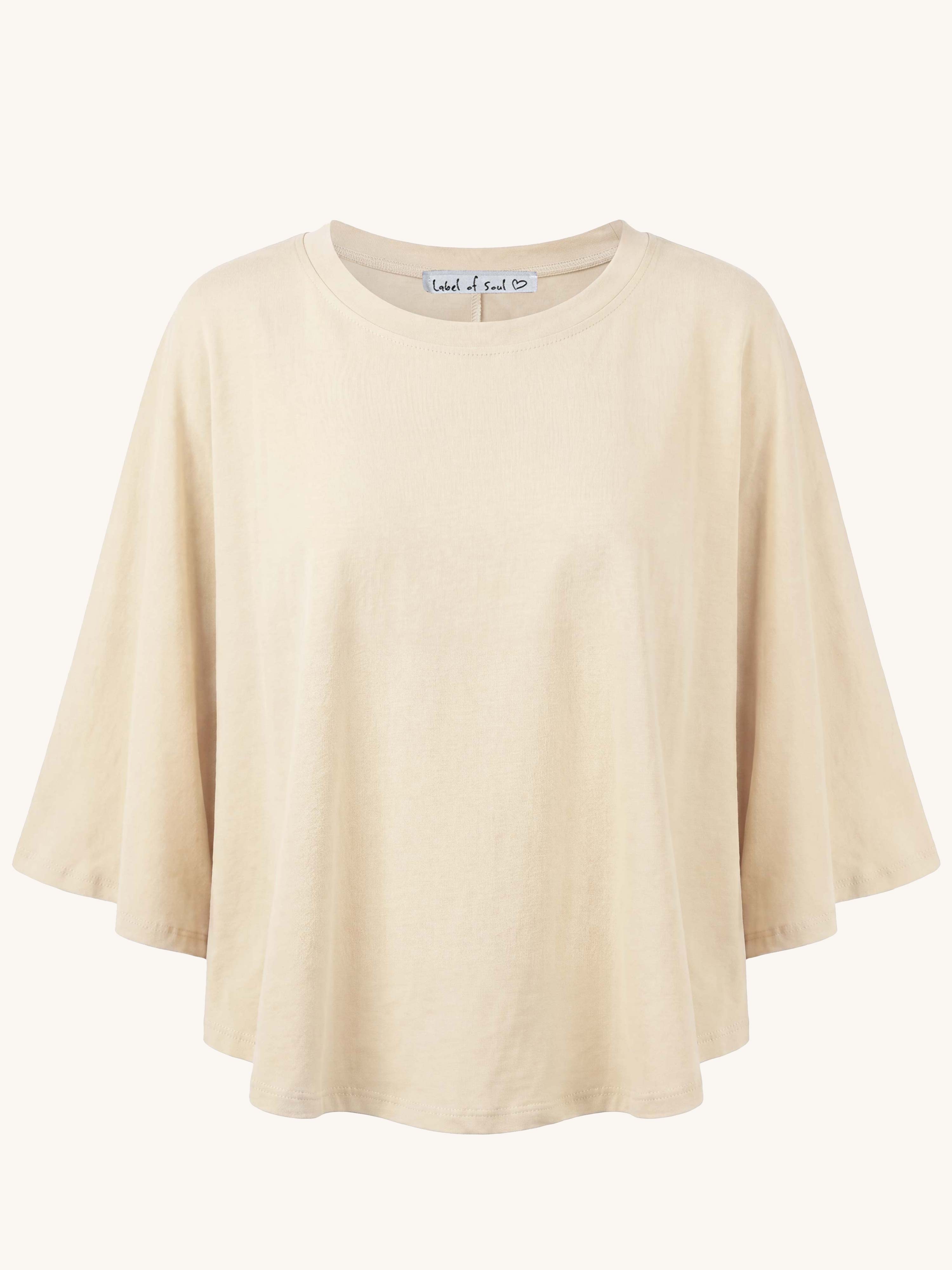 Basic Oversize Kurzarm Poncho Shirt - CURVY - Vanille