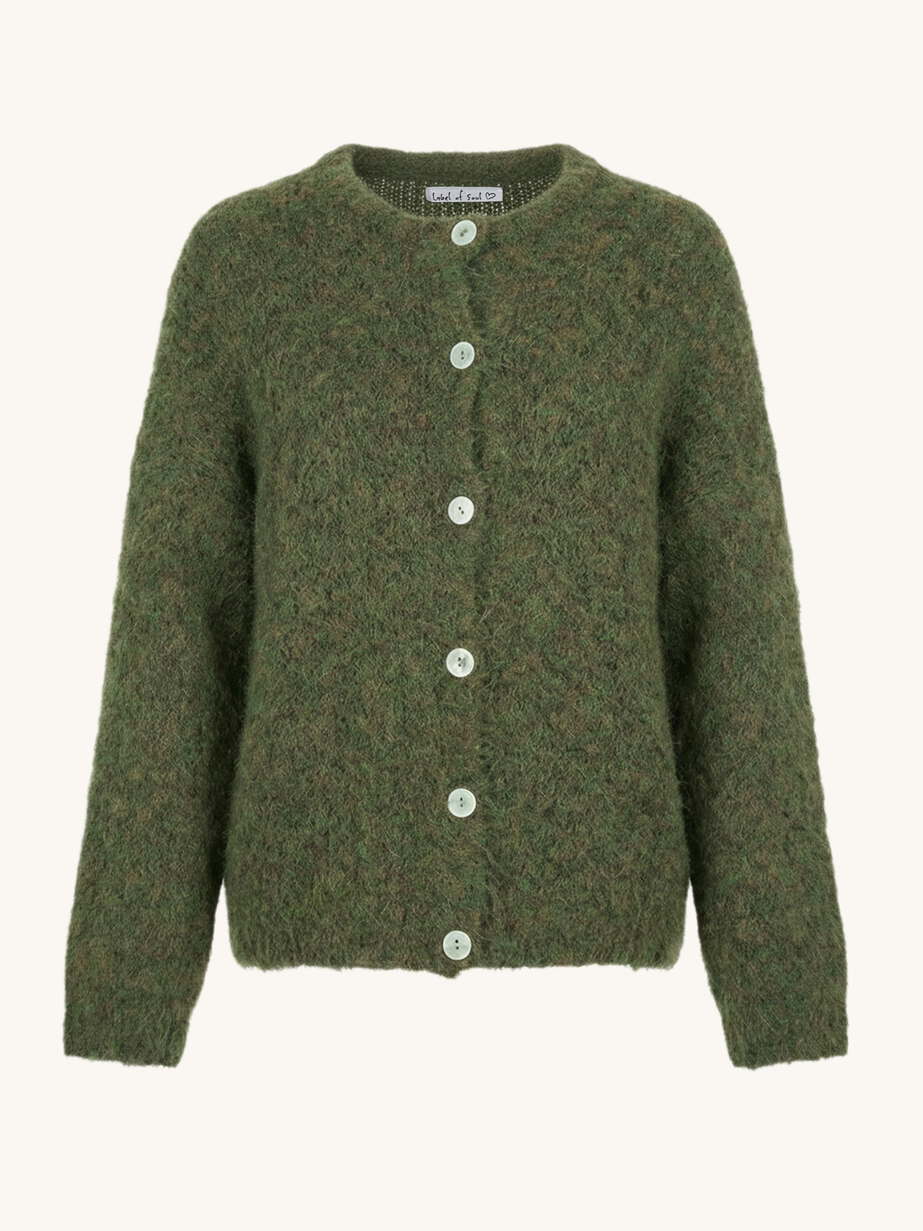 Oversize Strickjacke mit Alpakawollanteil - Olive
