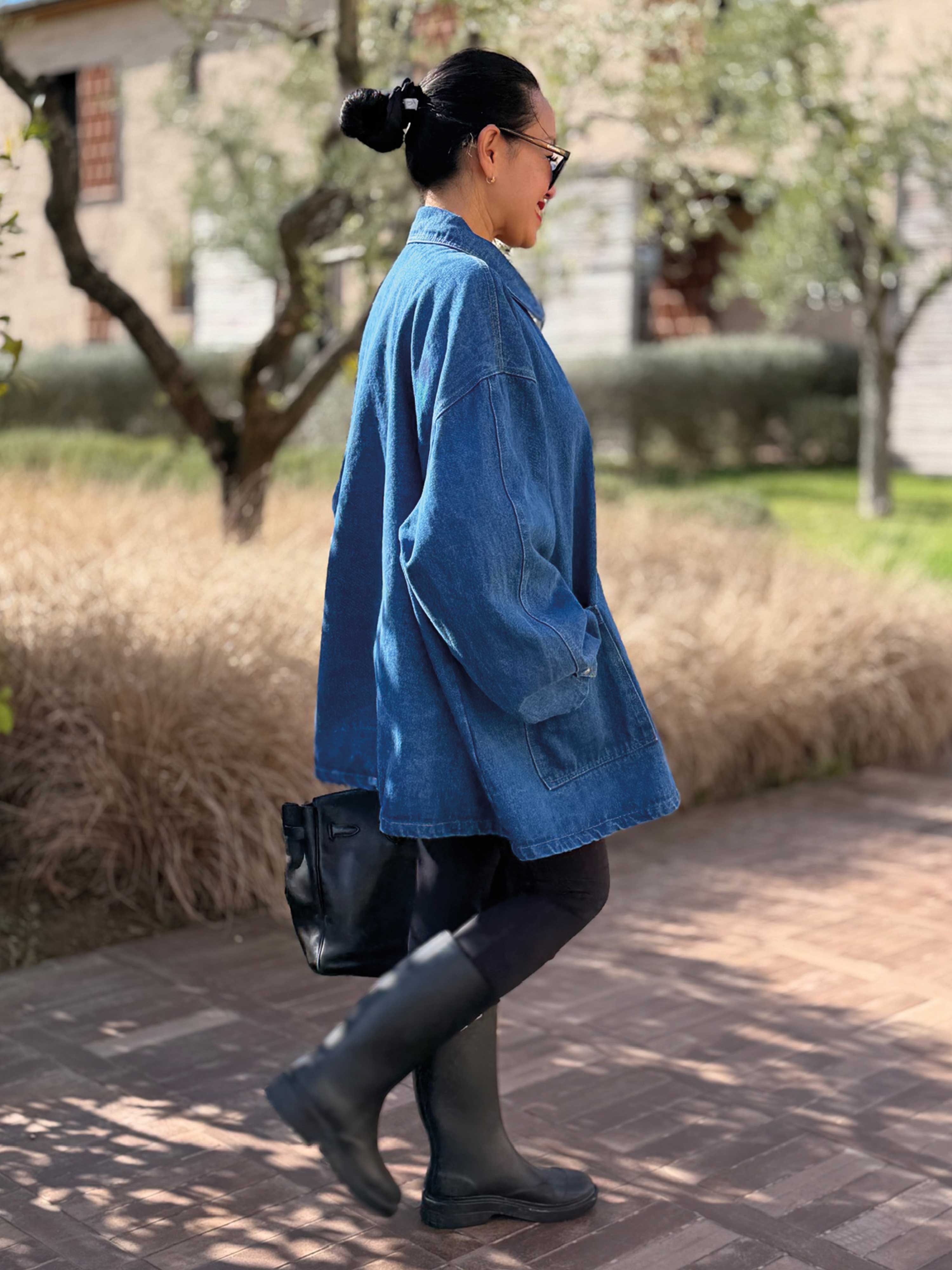 Denim Overshirt Jacke mit Taschen - Denim Blue