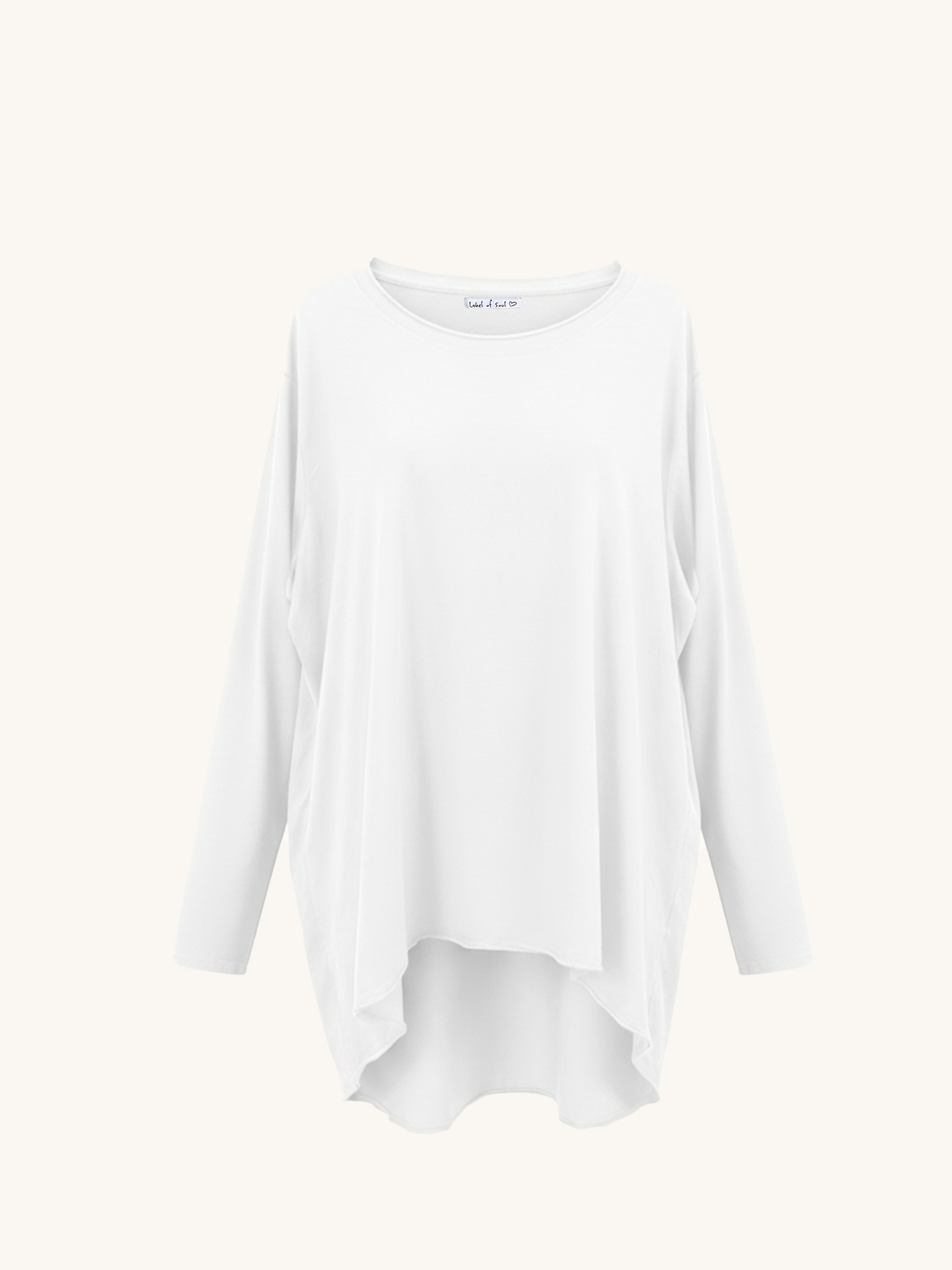 Basic Vokuhila Langarmshirt - Weiss