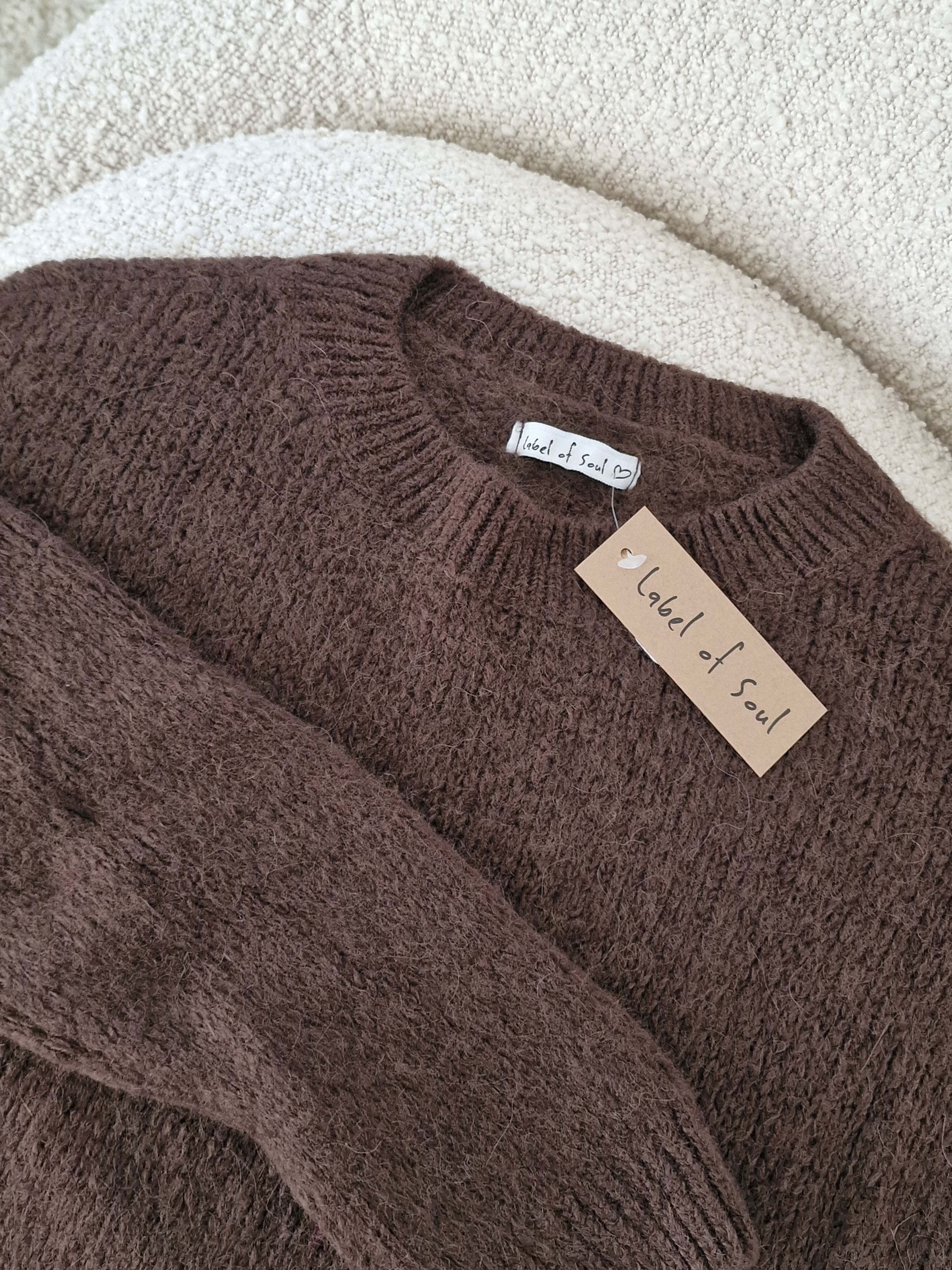 Pullover mit Baby-Alpakawollanteil - Schoko Pullover mit Baby-Alpakawollanteil - Schoko