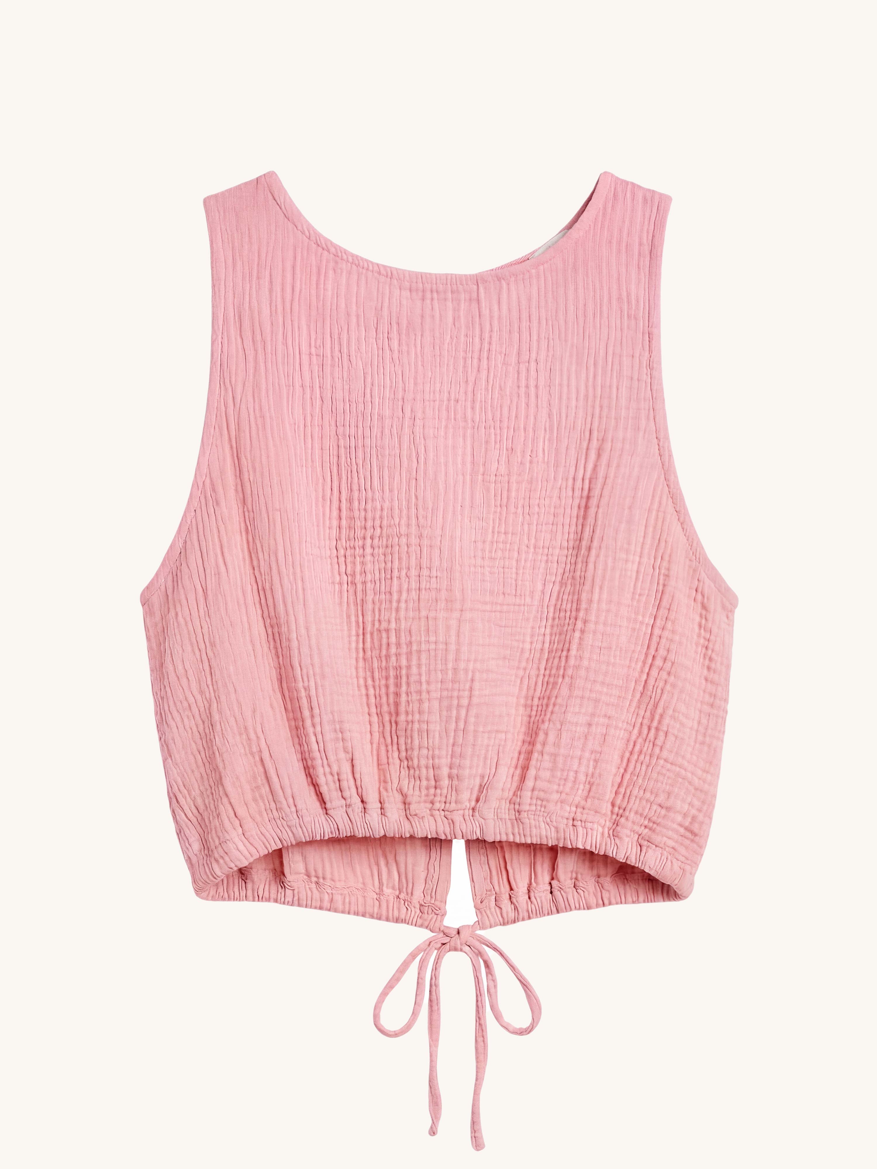 Musselin Cropped Top - Babyrosa