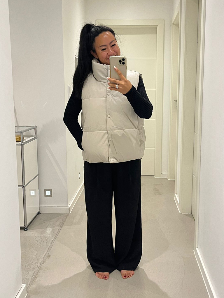 Steppweste in Lederoptik - Beige