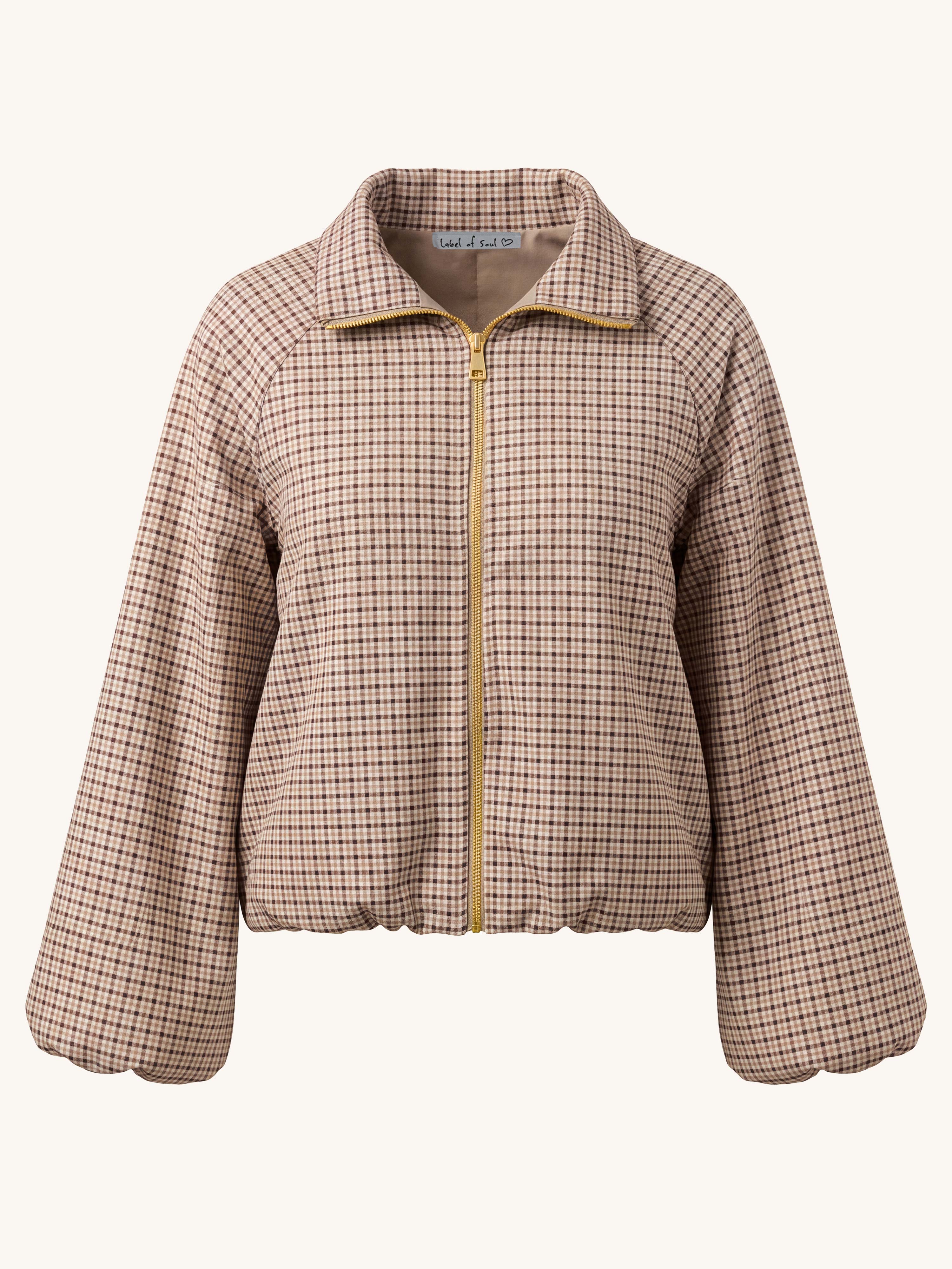 Karo Jacke mit Zipper - Schoko