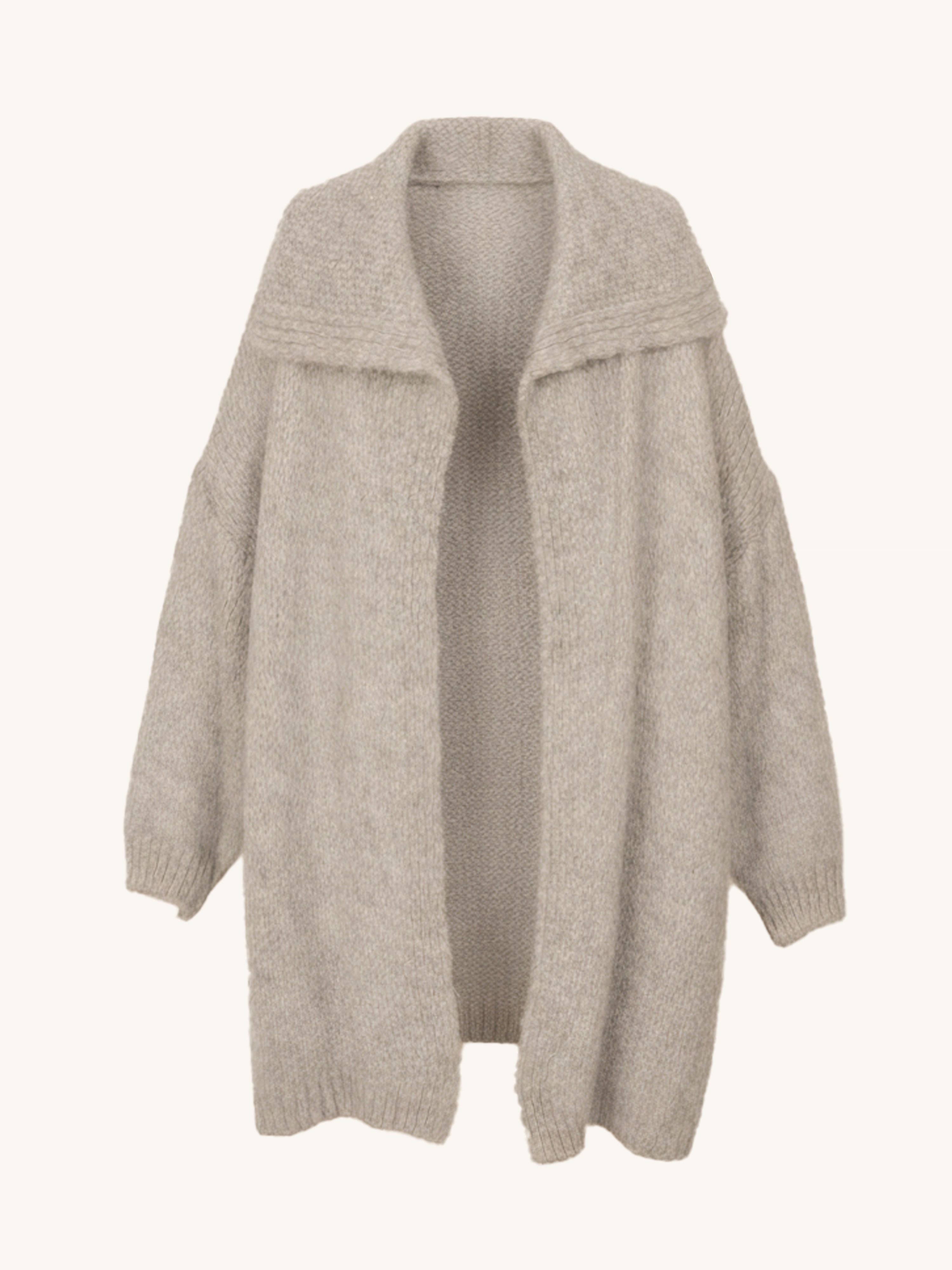 Oversize Strickjacke FLAUSCHI mit Kragen - Beige