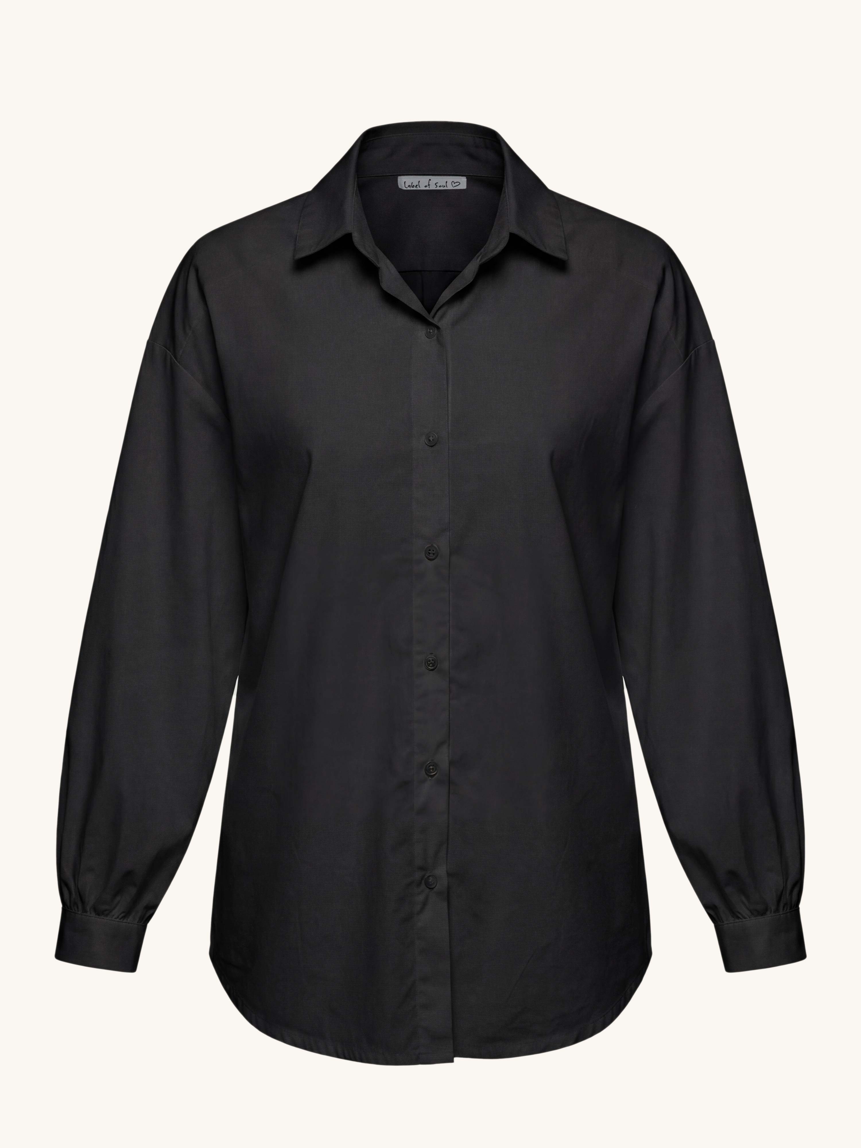 Cotton Oversize Hemdbluse - Schwarz