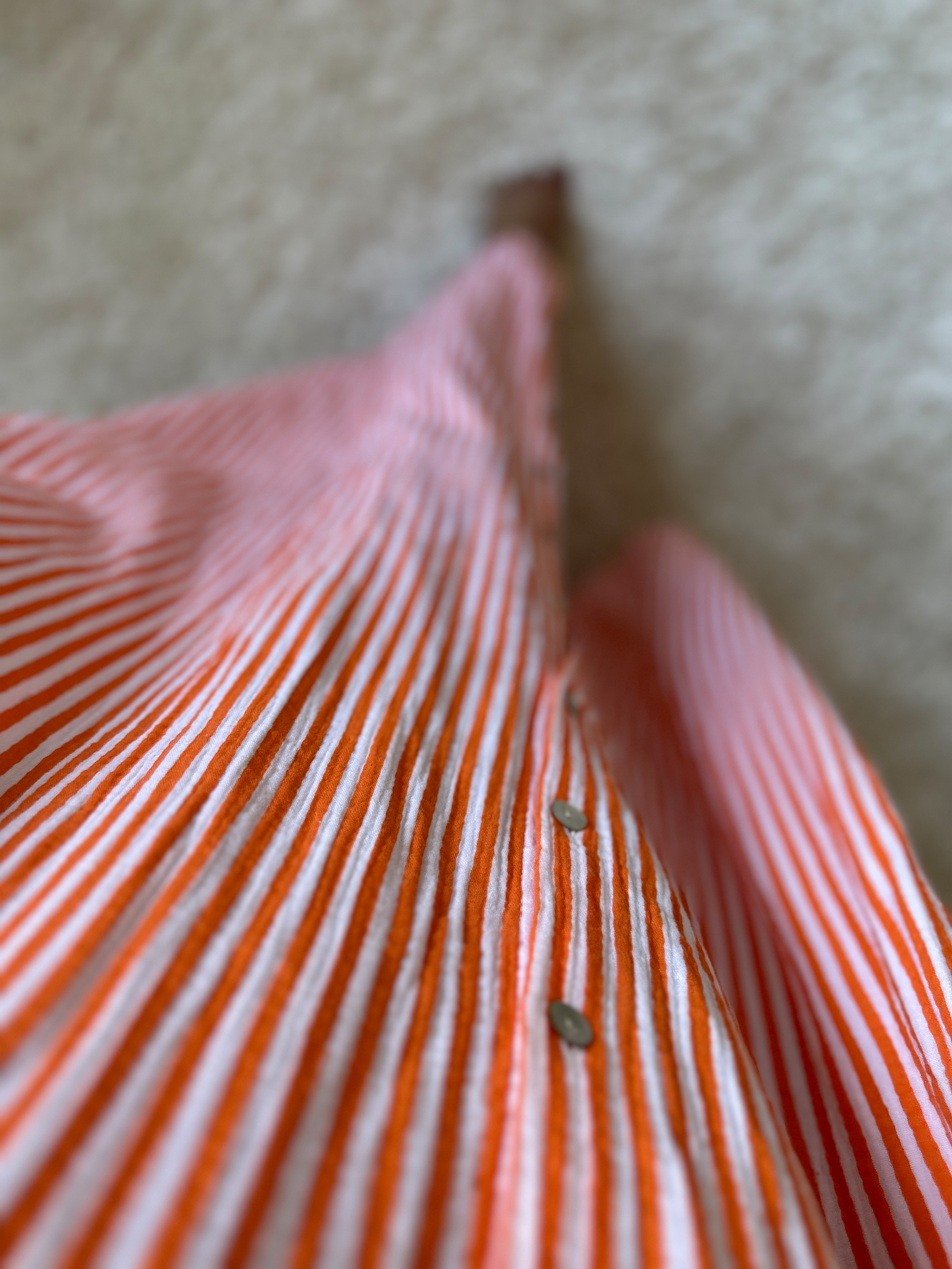 Musselin Oversize Kurzarm Blusenkleid - Milano - STRIPES - Orange/Weiss