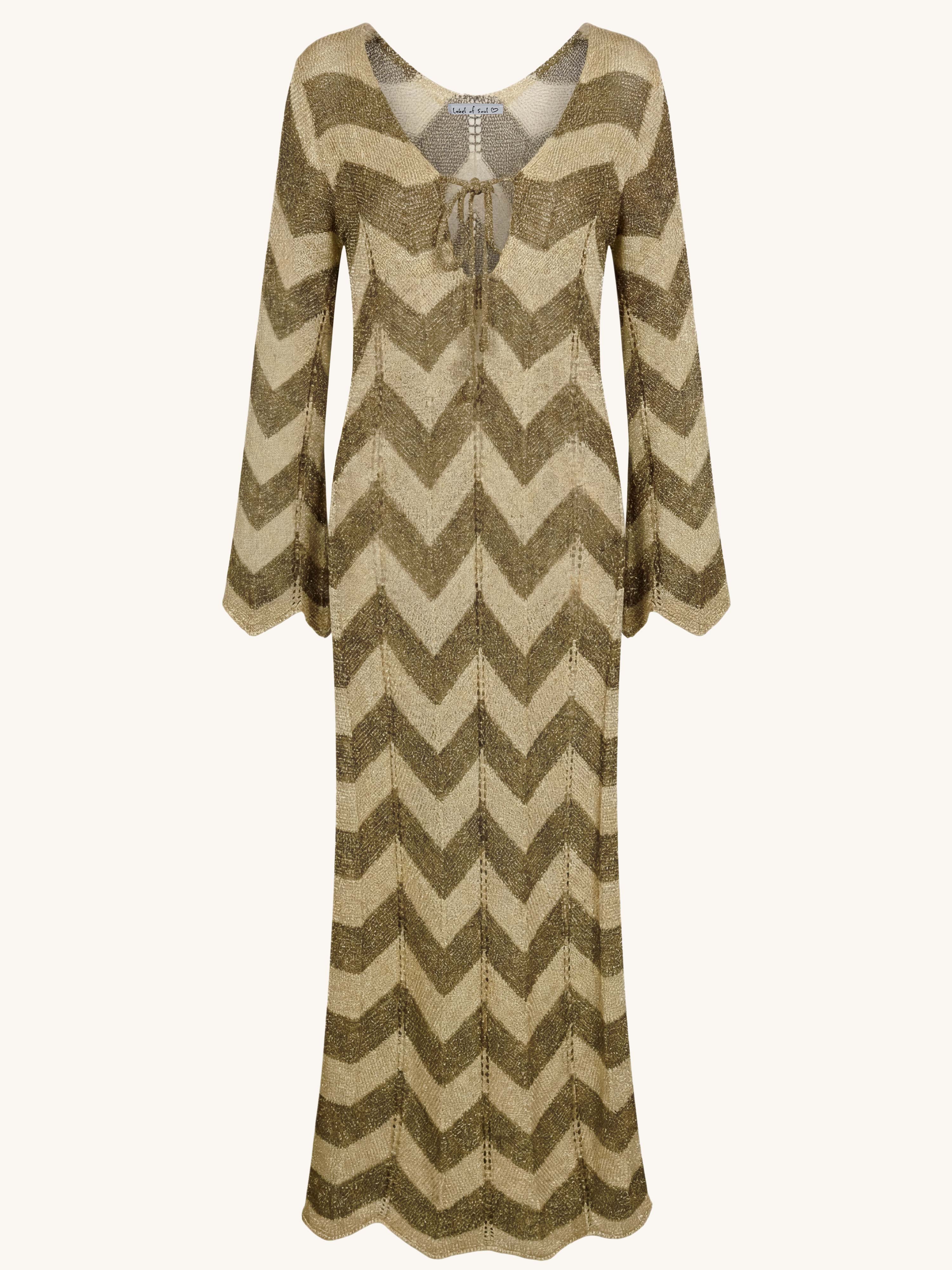 Beach Strickkleid - Stripes Olive/Gold