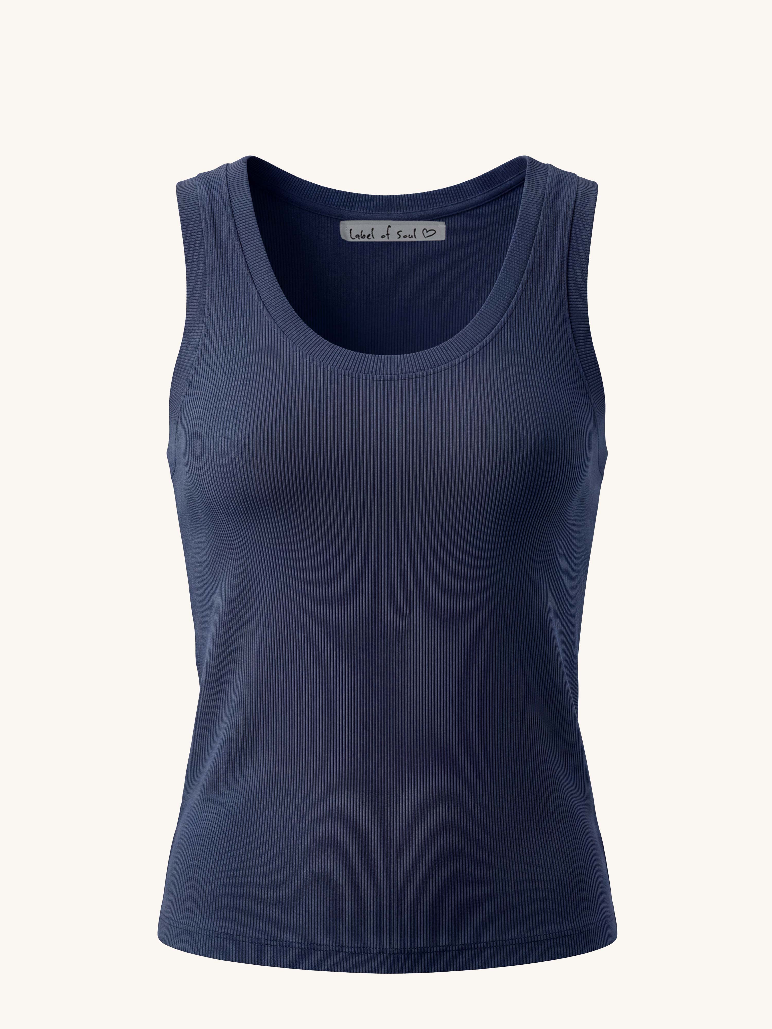 Basic Top mit weitem Ausschnitt - CURVY - Navy
