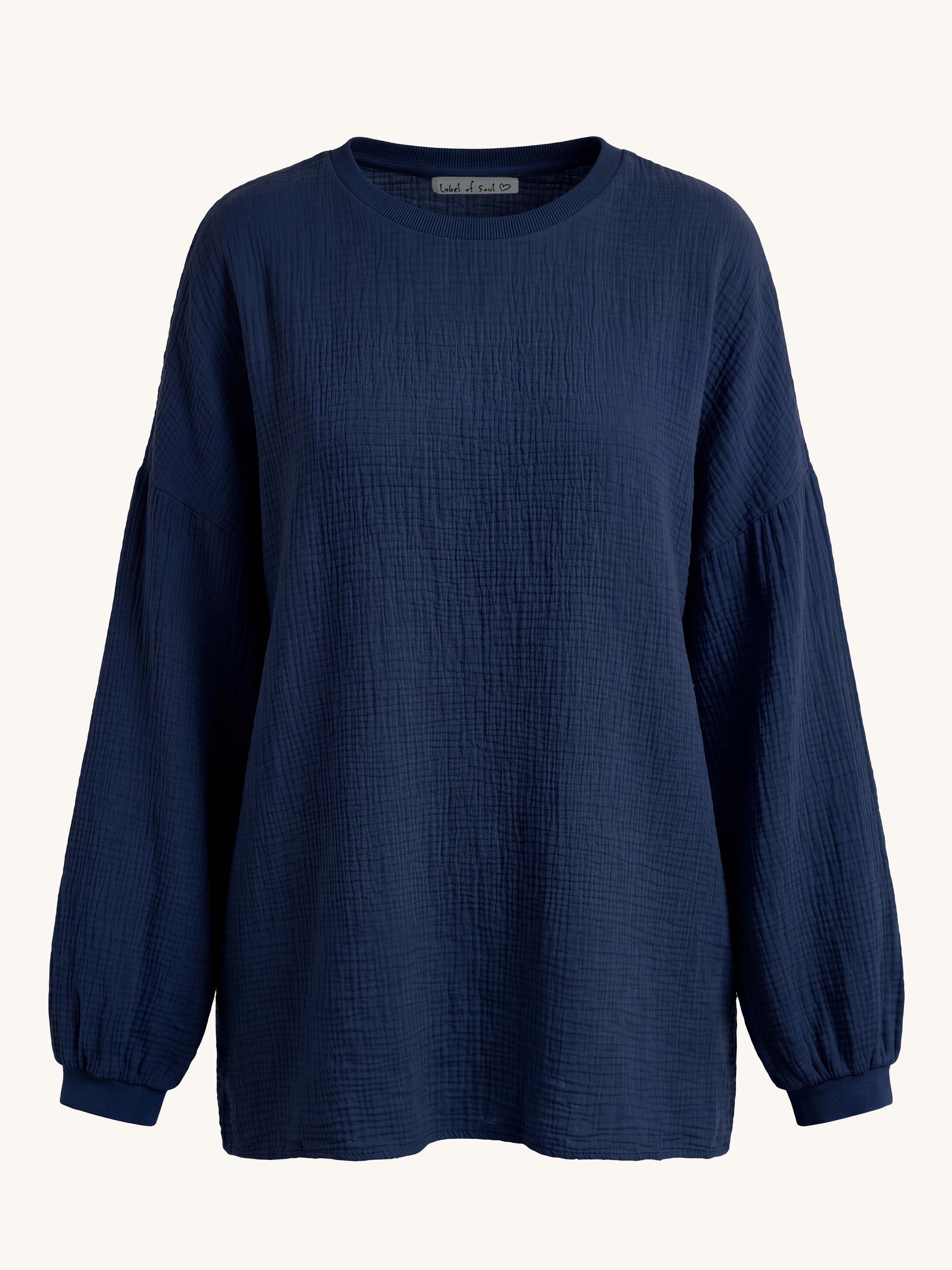 Musselin Oversize Sweatshirt - Navy