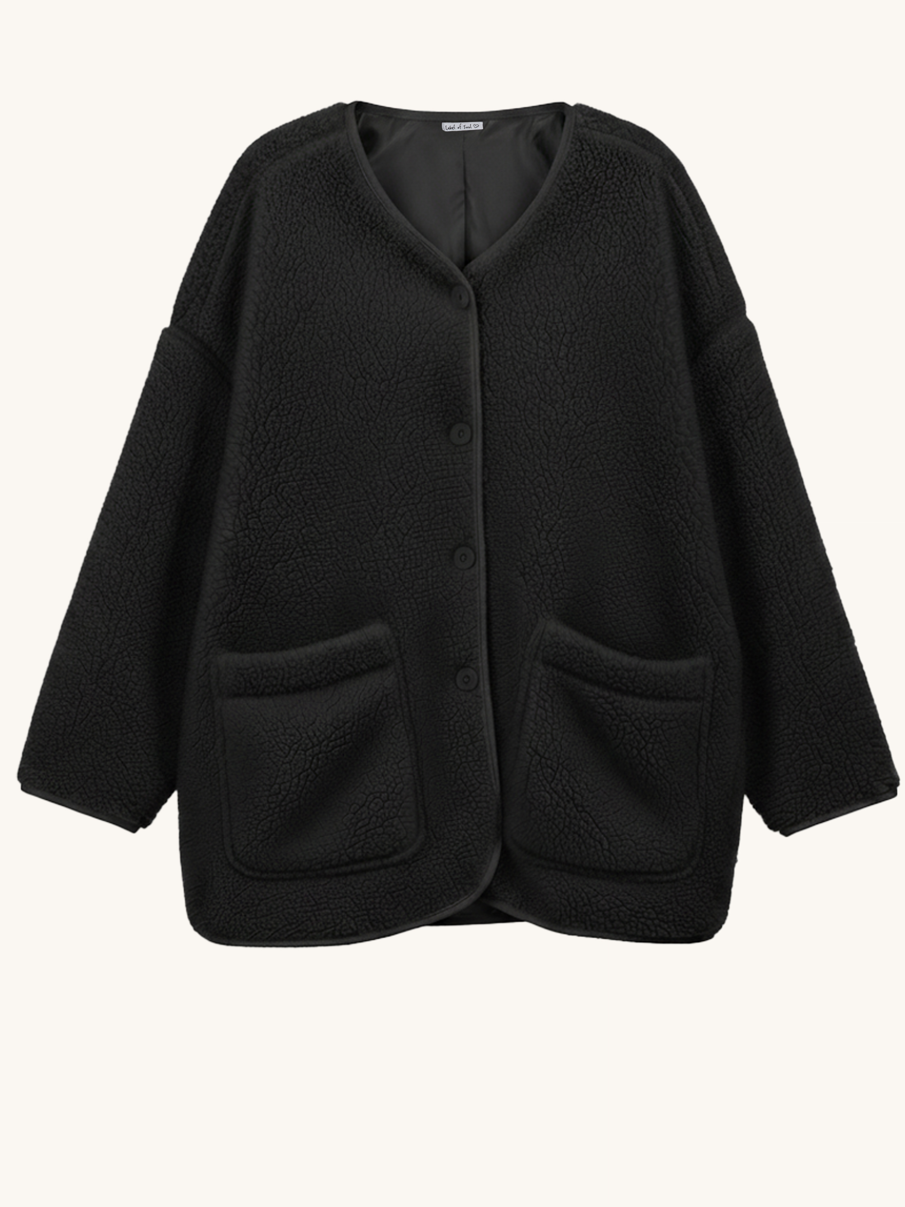 Teddylook Oversize Jacke - ICON - Schwarz