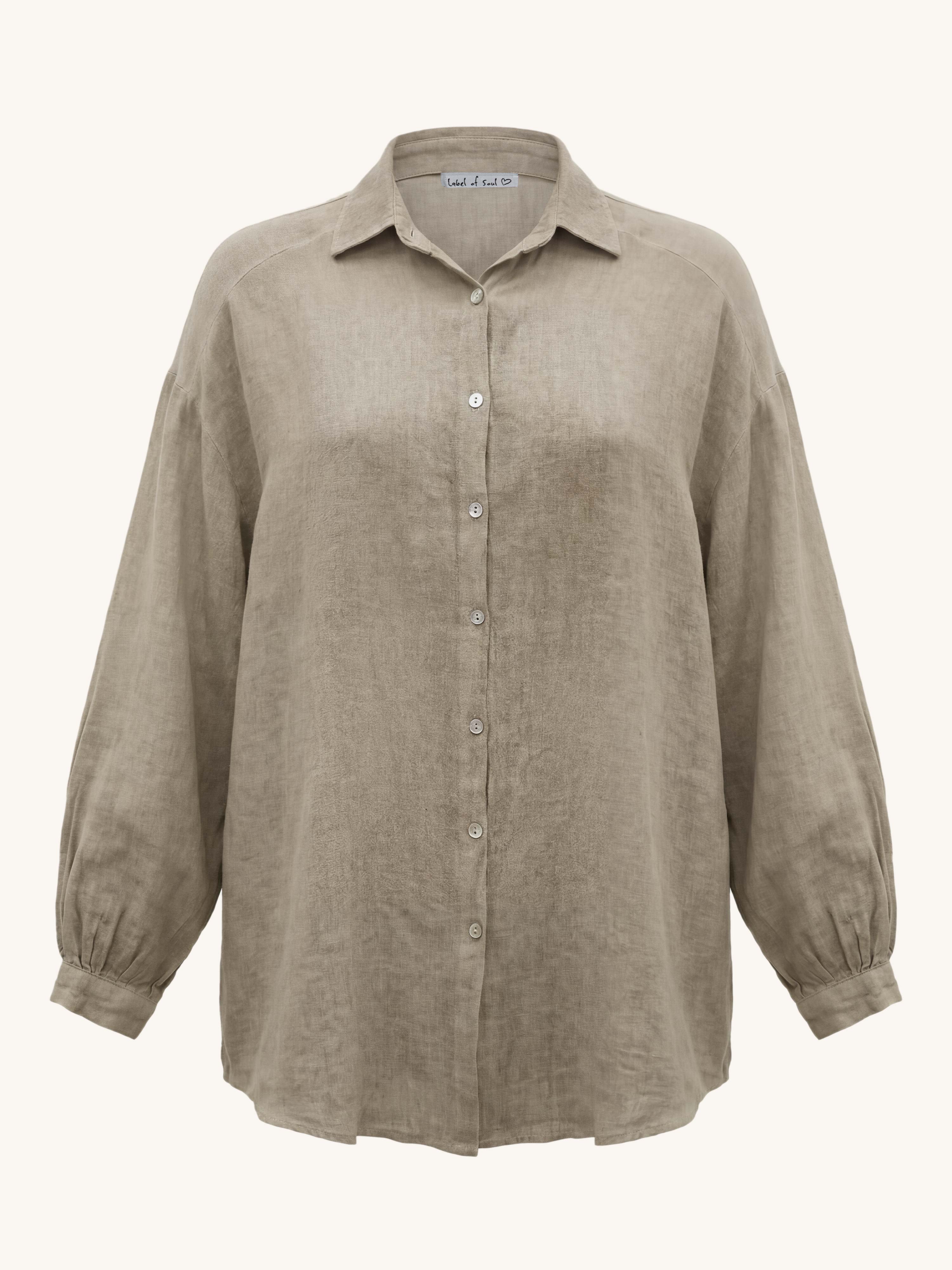 Cotton Long Oversize Bluse - Must Have - Taupe