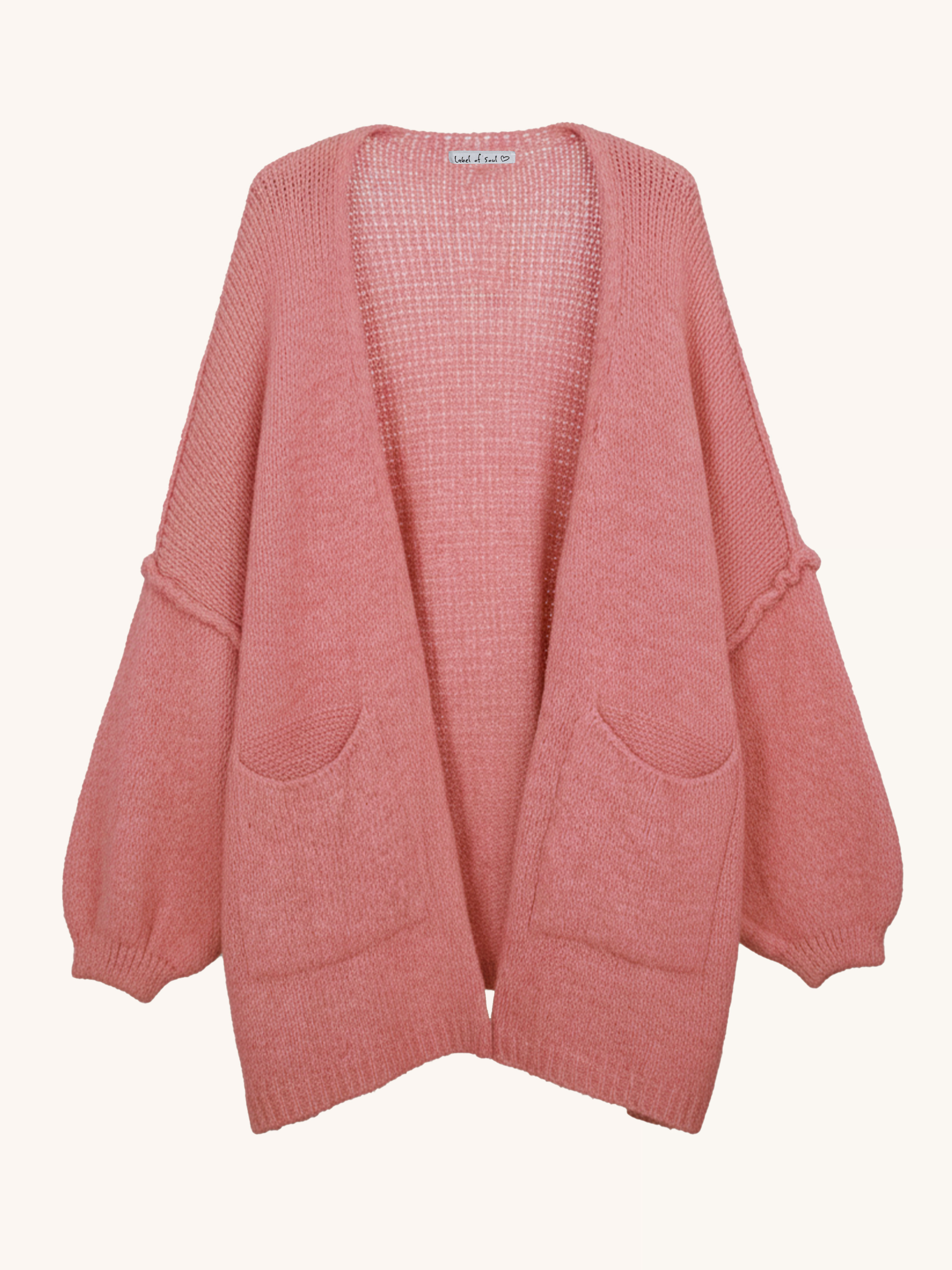 Oversize Cardigen mit Taschen - FLAUSCHI - Berry