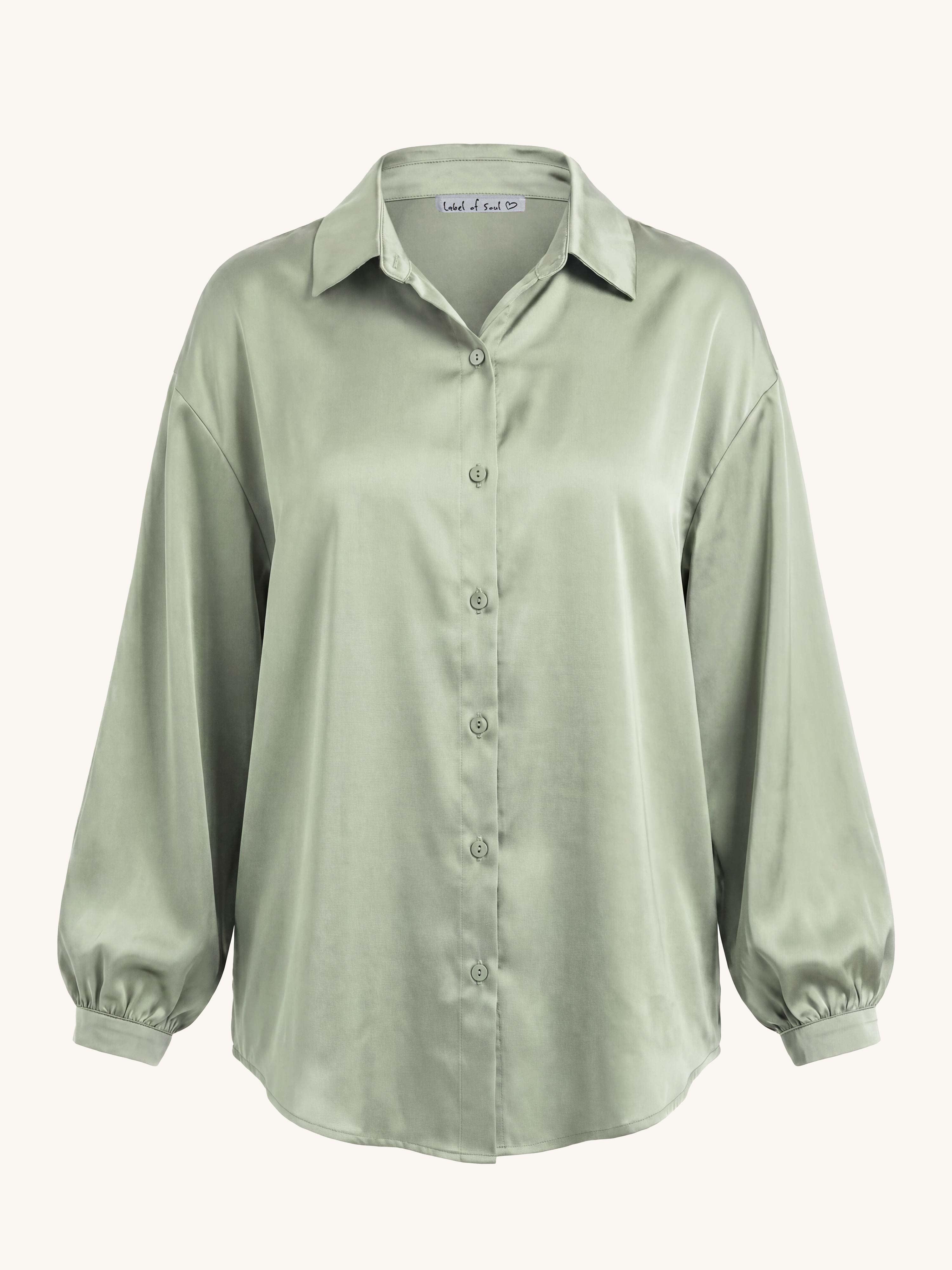 Viskose Midi Oversize Bluse - ELEGANCE - Matcha
