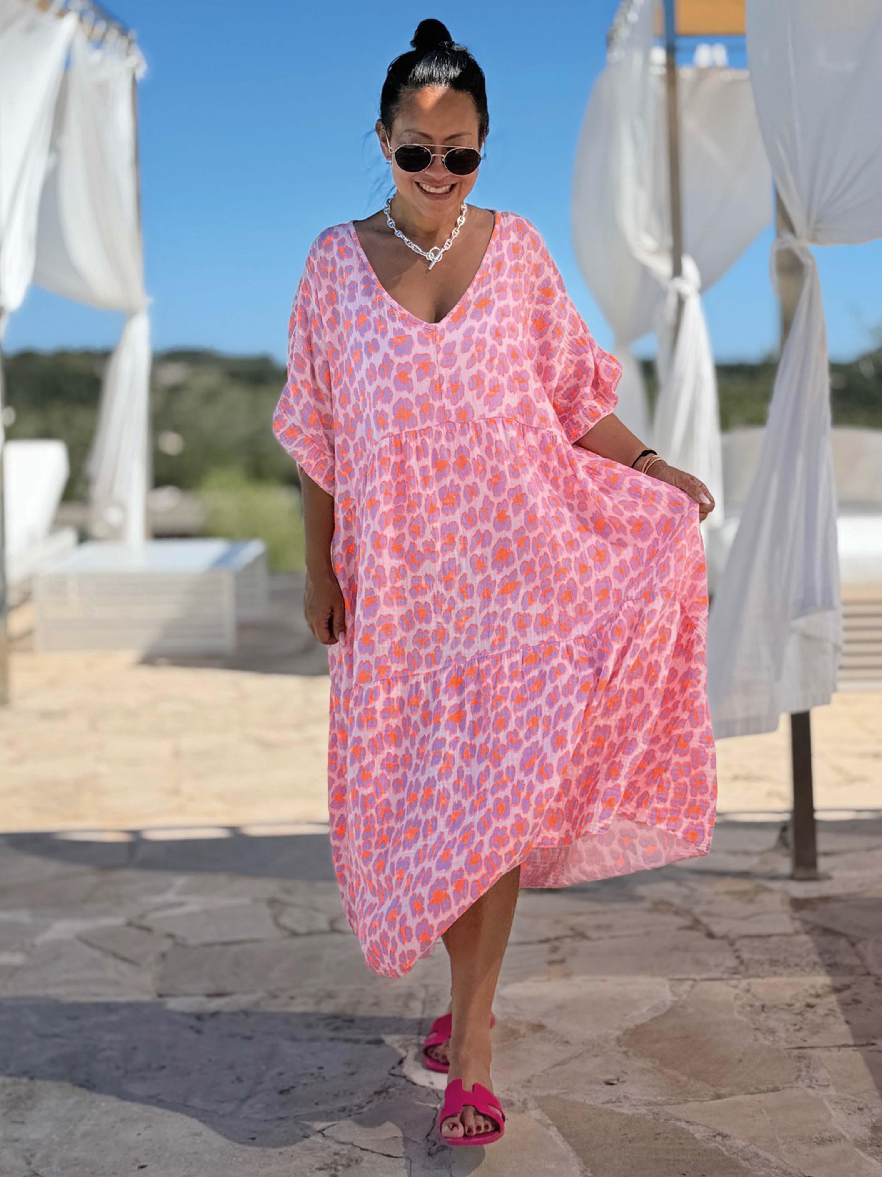 Musselin Tunika Long mit V-Ausschnitt - Leo Unicorn