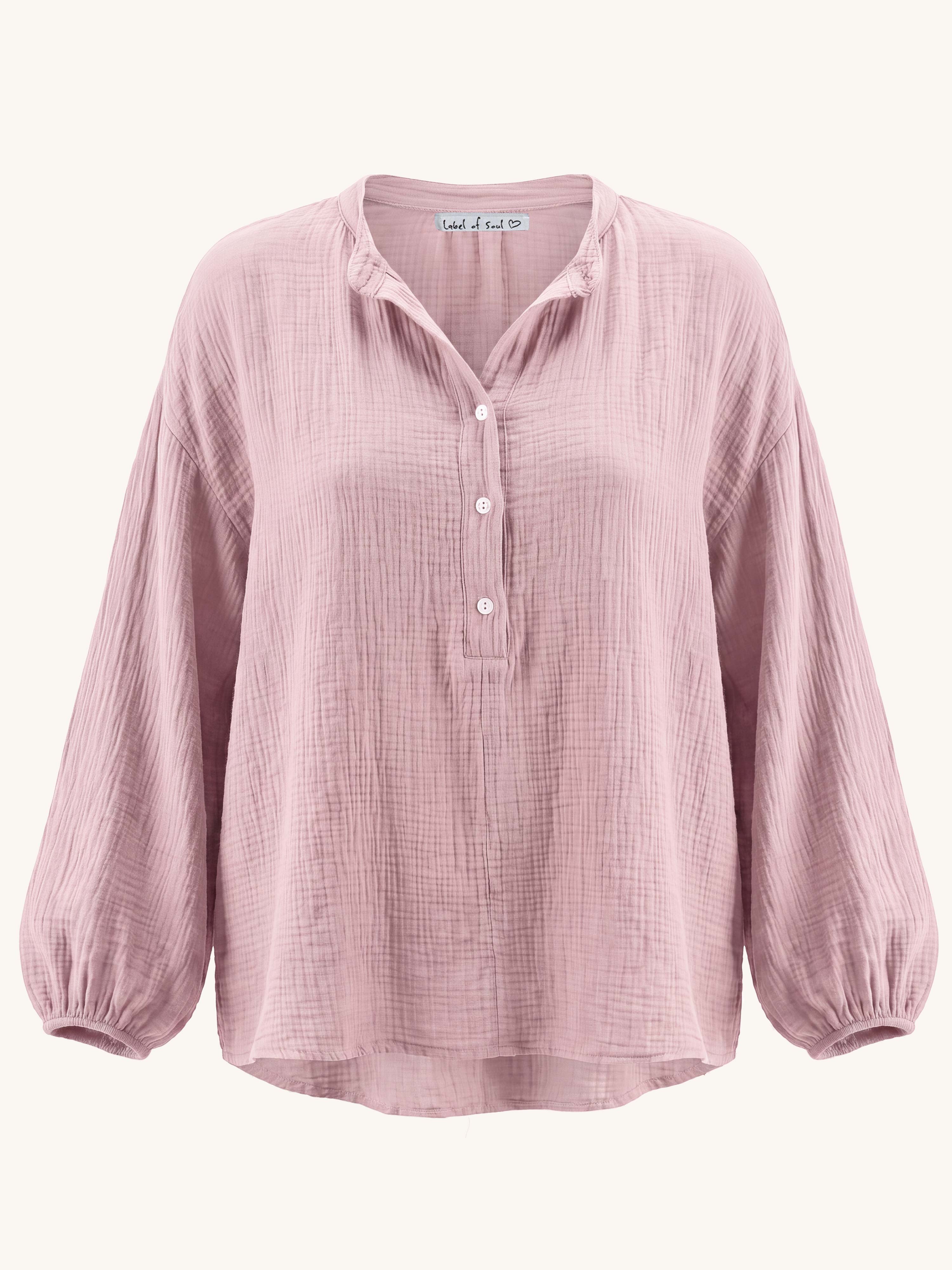 Musselin Vokuhila Oversize Bluse - Blush