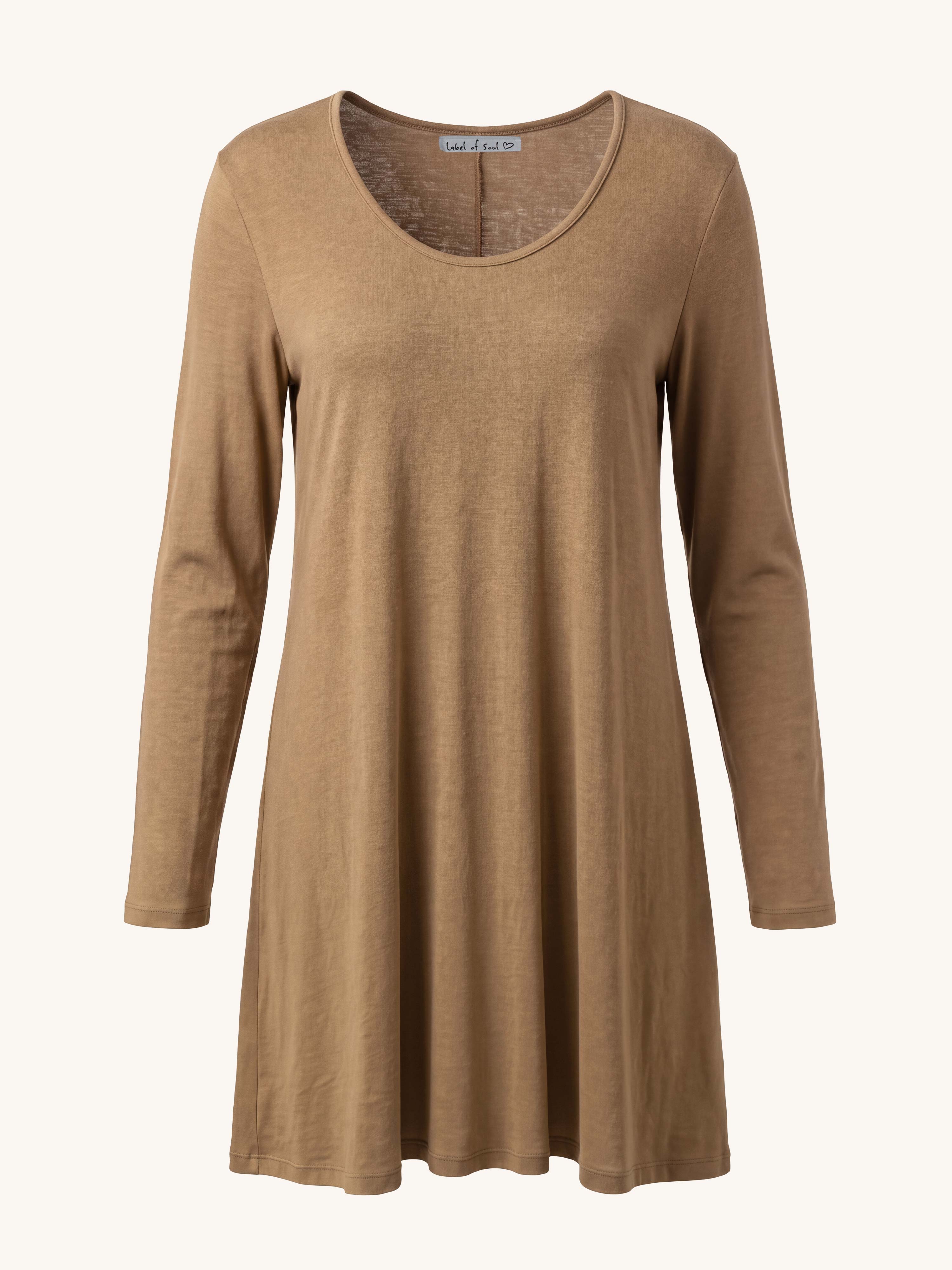 Basic Soft Longshirt in A-Linie - CURVY - Camel