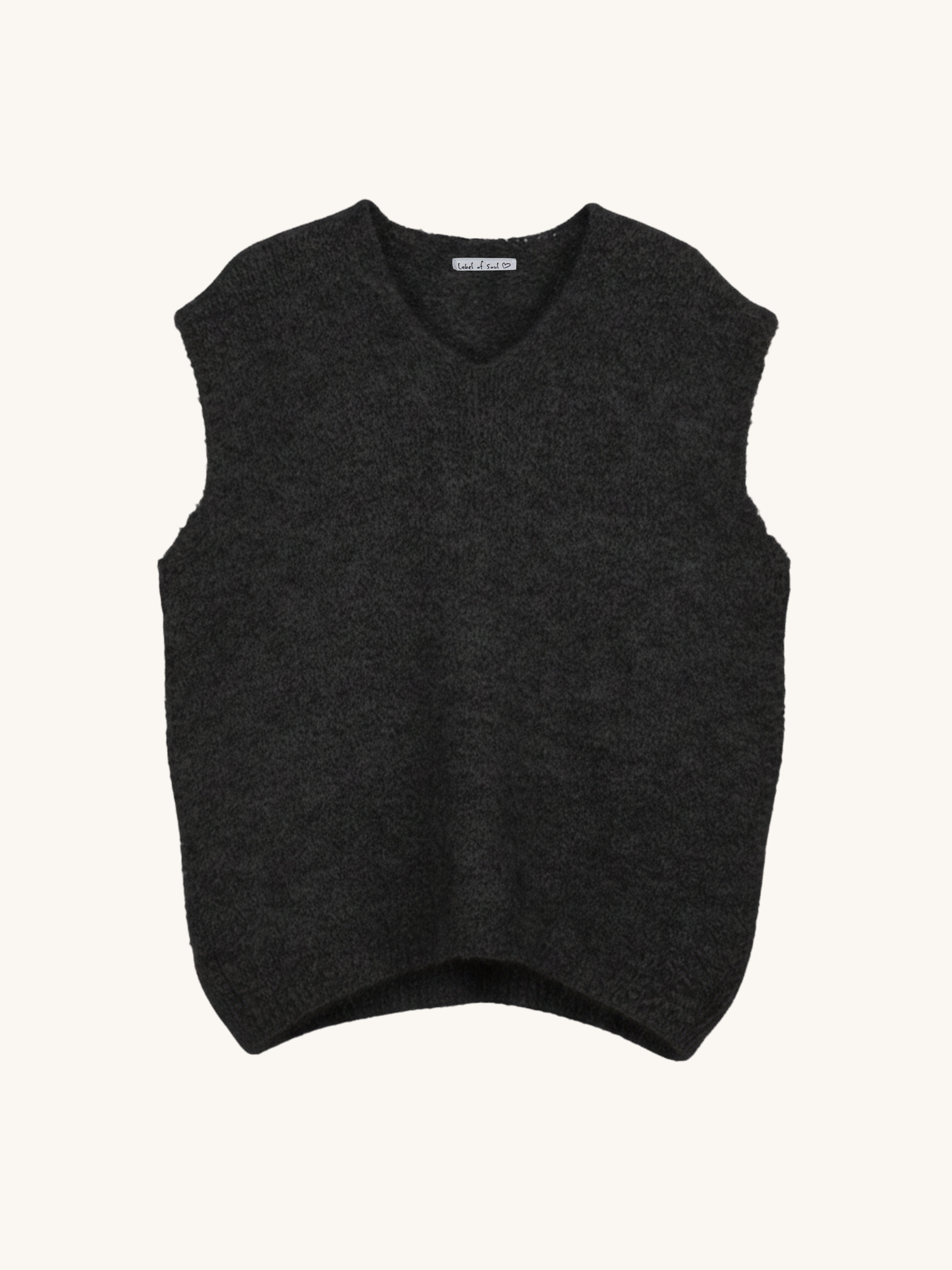 Oversize Pullunder mit Alpakawollanteil - Schwarz